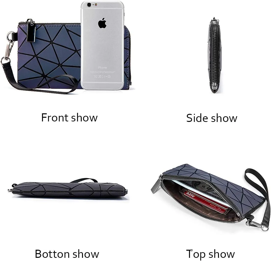 LOVEVOOK Geometric Luminous Purses and Handbags for Women Holographic Reflective Crossbody Bag Wallet