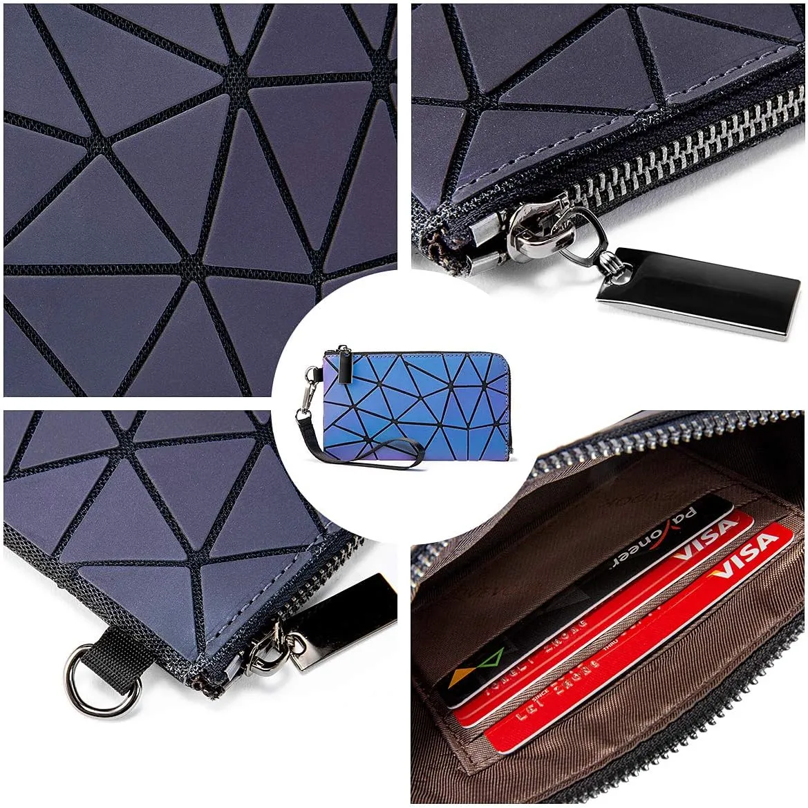 LOVEVOOK Geometric Luminous Purses and Handbags for Women Holographic Reflective Crossbody Bag Wallet