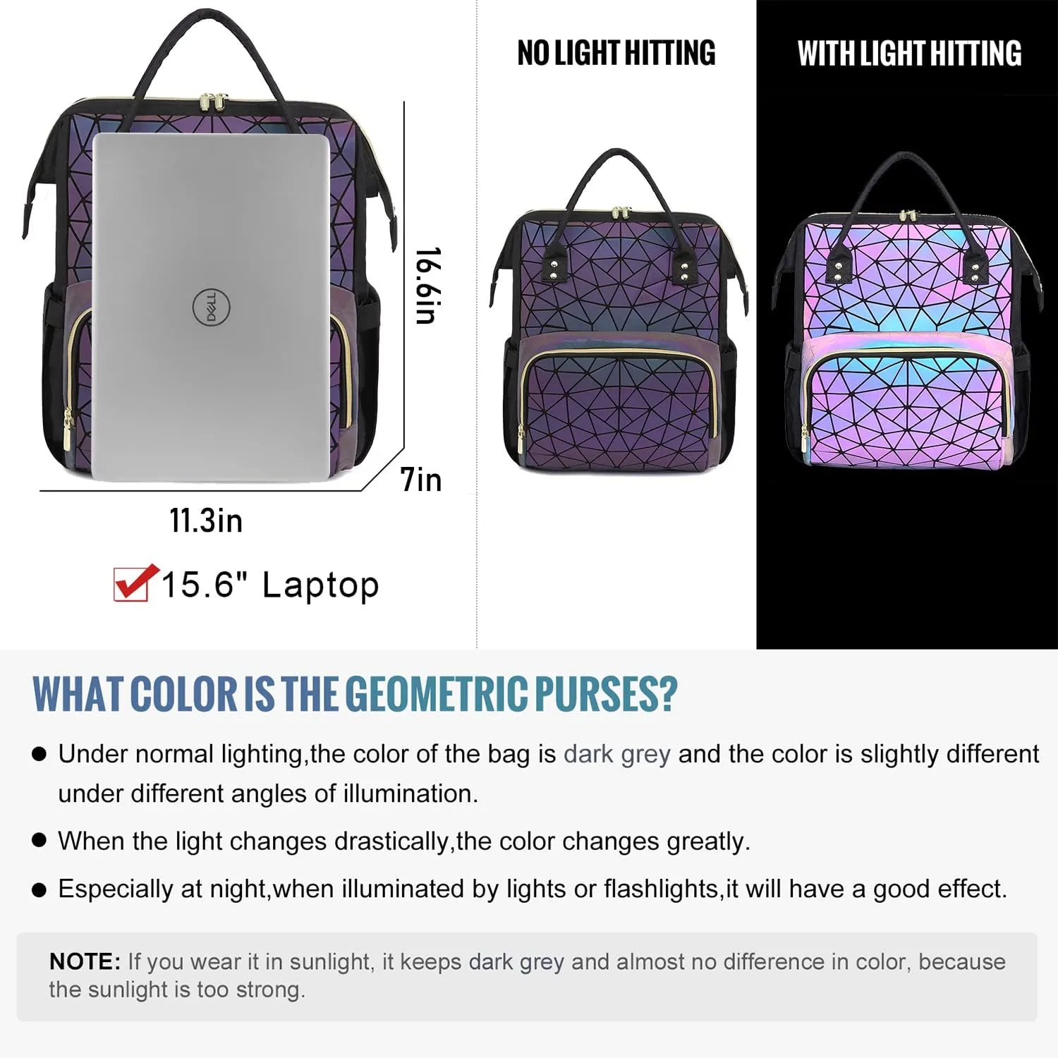 LOVEVOOK Geometric Luminous Purses and Handbags for Women Holographic Reflective Crossbody Bag Wallet