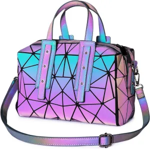 LOVEVOOK Geometric Luminous Purses and Handbags for Women Holographic Reflective Crossbody Bag Wallet