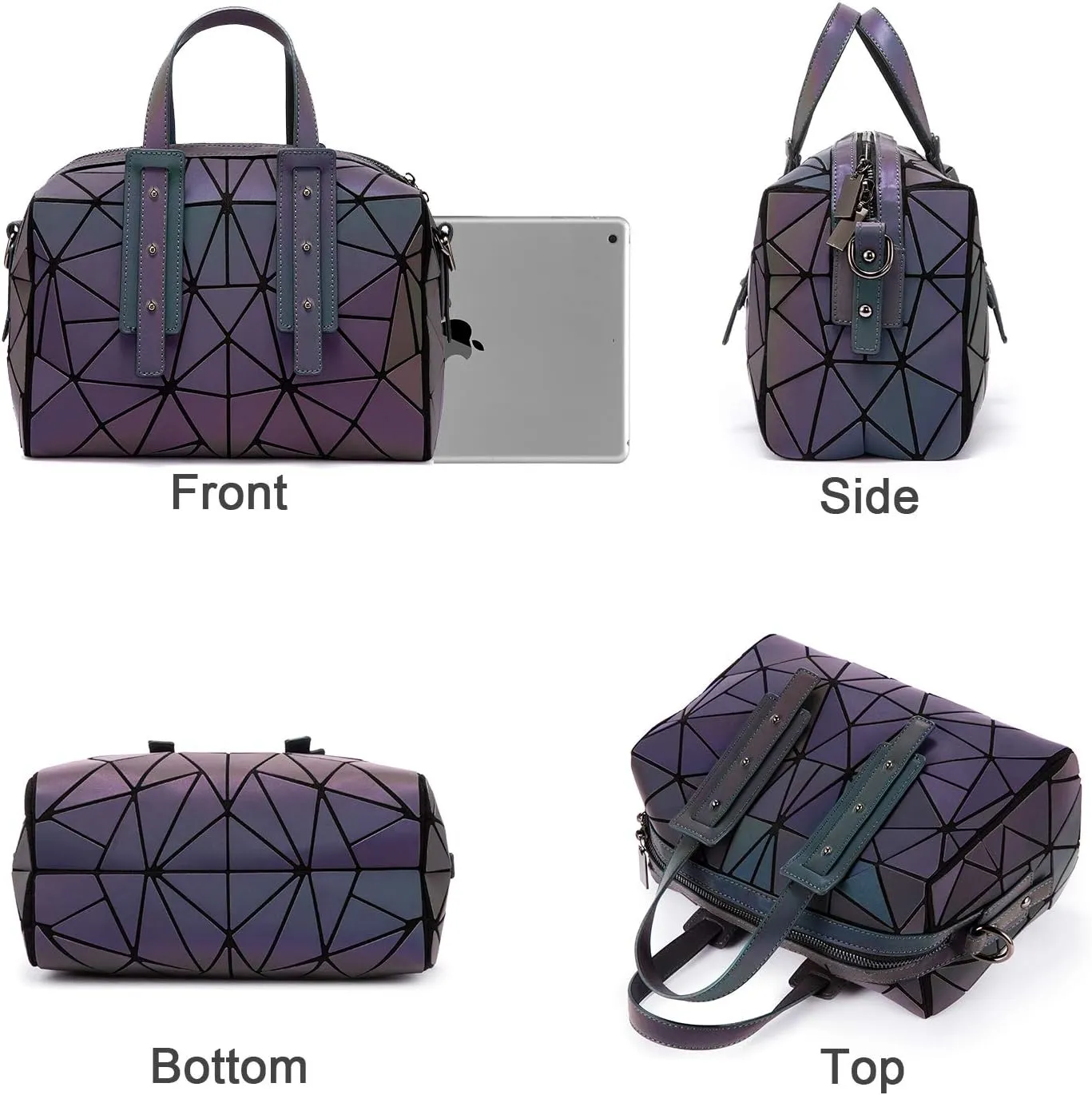 LOVEVOOK Geometric Luminous Purses and Handbags for Women Holographic Reflective Crossbody Bag Wallet