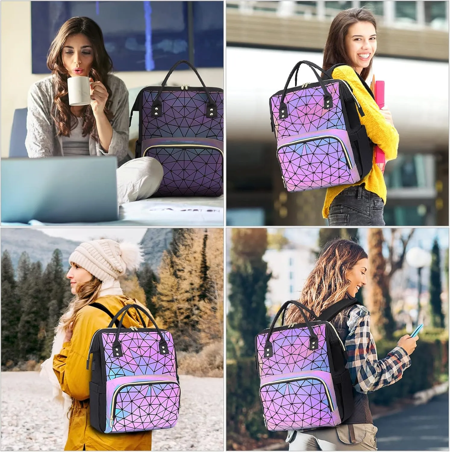 LOVEVOOK Geometric Luminous Purses and Handbags for Women Holographic Reflective Crossbody Bag Wallet