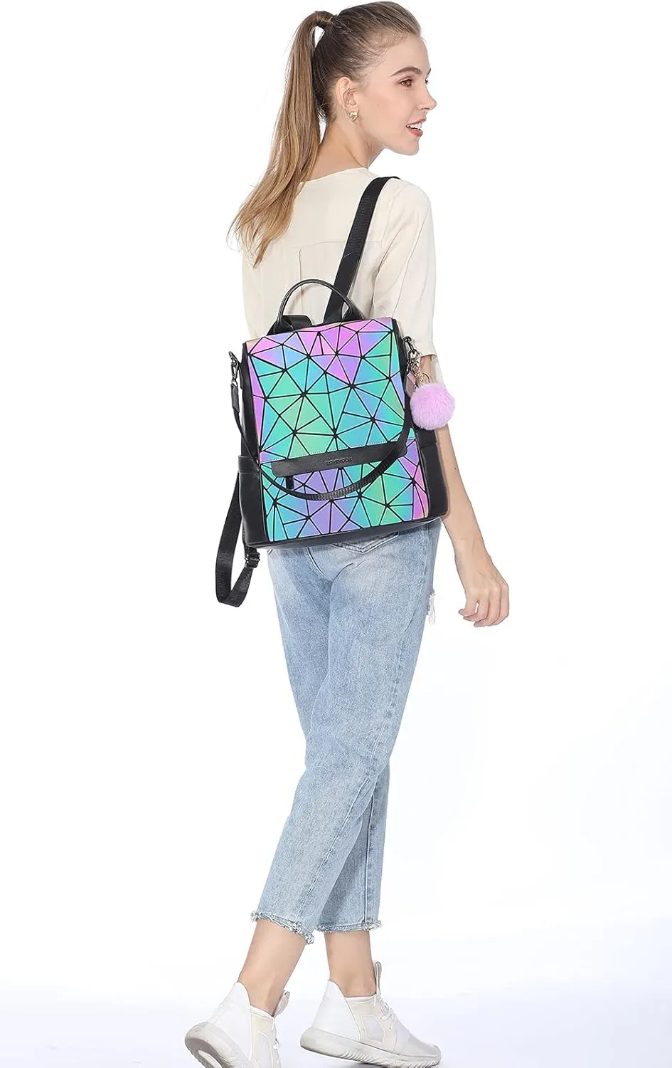 LOVEVOOK Geometric Luminous Purses and Handbags for Women Holographic Reflective Crossbody Bag Wallet