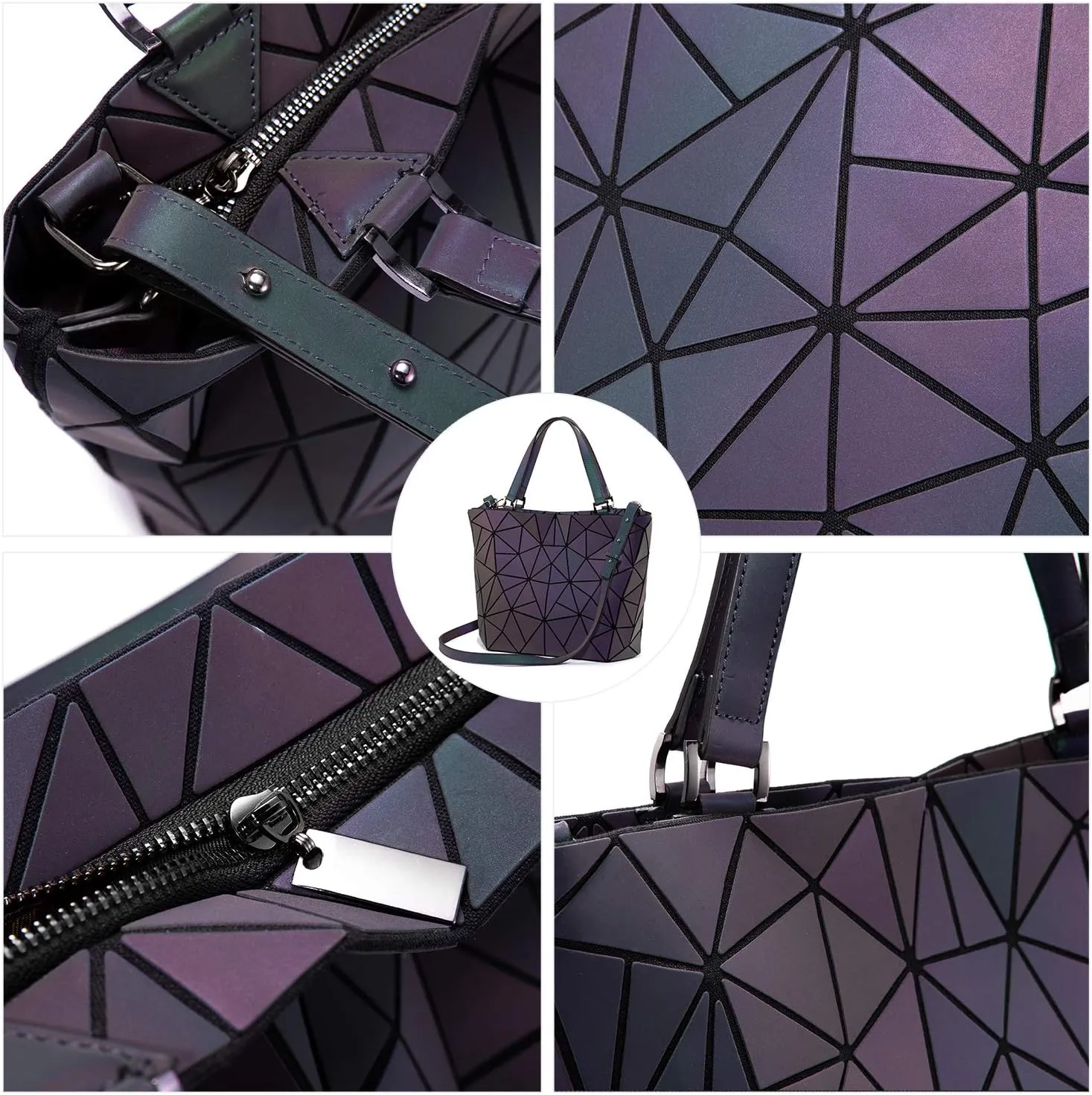LOVEVOOK Geometric Luminous Purses and Handbags for Women Holographic Reflective Crossbody Bag Wallet