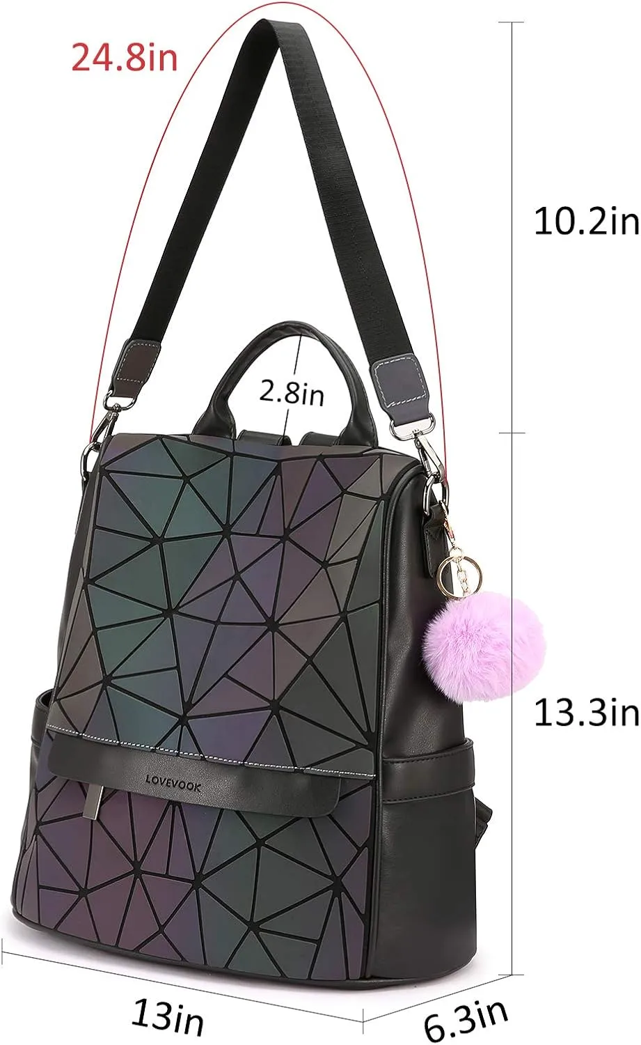 LOVEVOOK Geometric Luminous Purses and Handbags for Women Holographic Reflective Crossbody Bag Wallet
