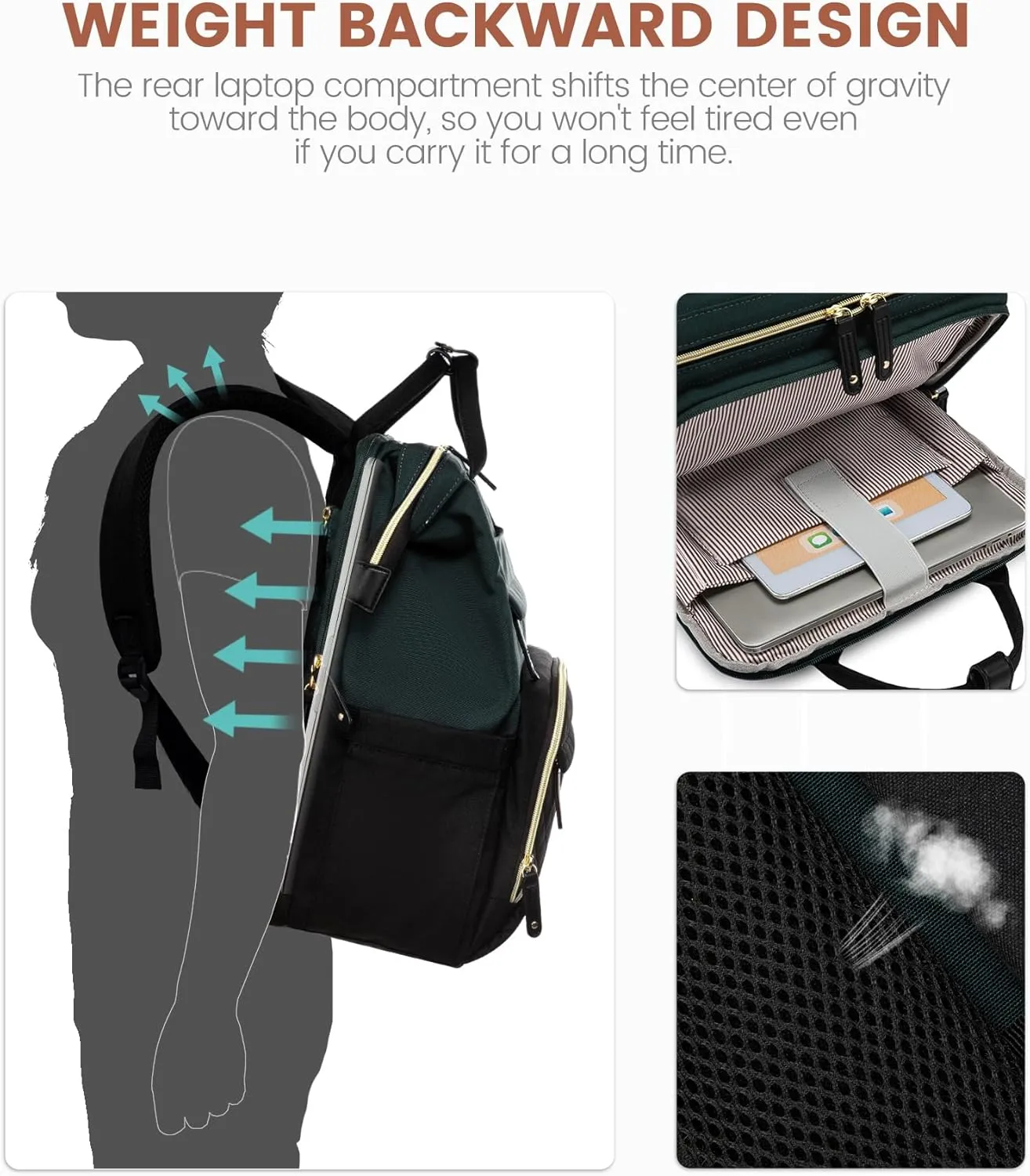 LOVEVOOK Laptop Backpack for Women, 15.6'' Waterproof Nurse Bag Teacher Work Backpack Purse for Women, Travel Computer Backpack for College Office Business Ladies