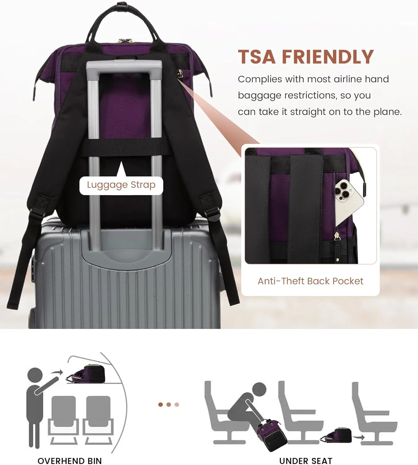 LOVEVOOK Laptop Backpack for Women, 15.6'' Waterproof Nurse Bag Teacher Work Backpack Purse for Women, Travel Computer Backpack for College Office Business Ladies