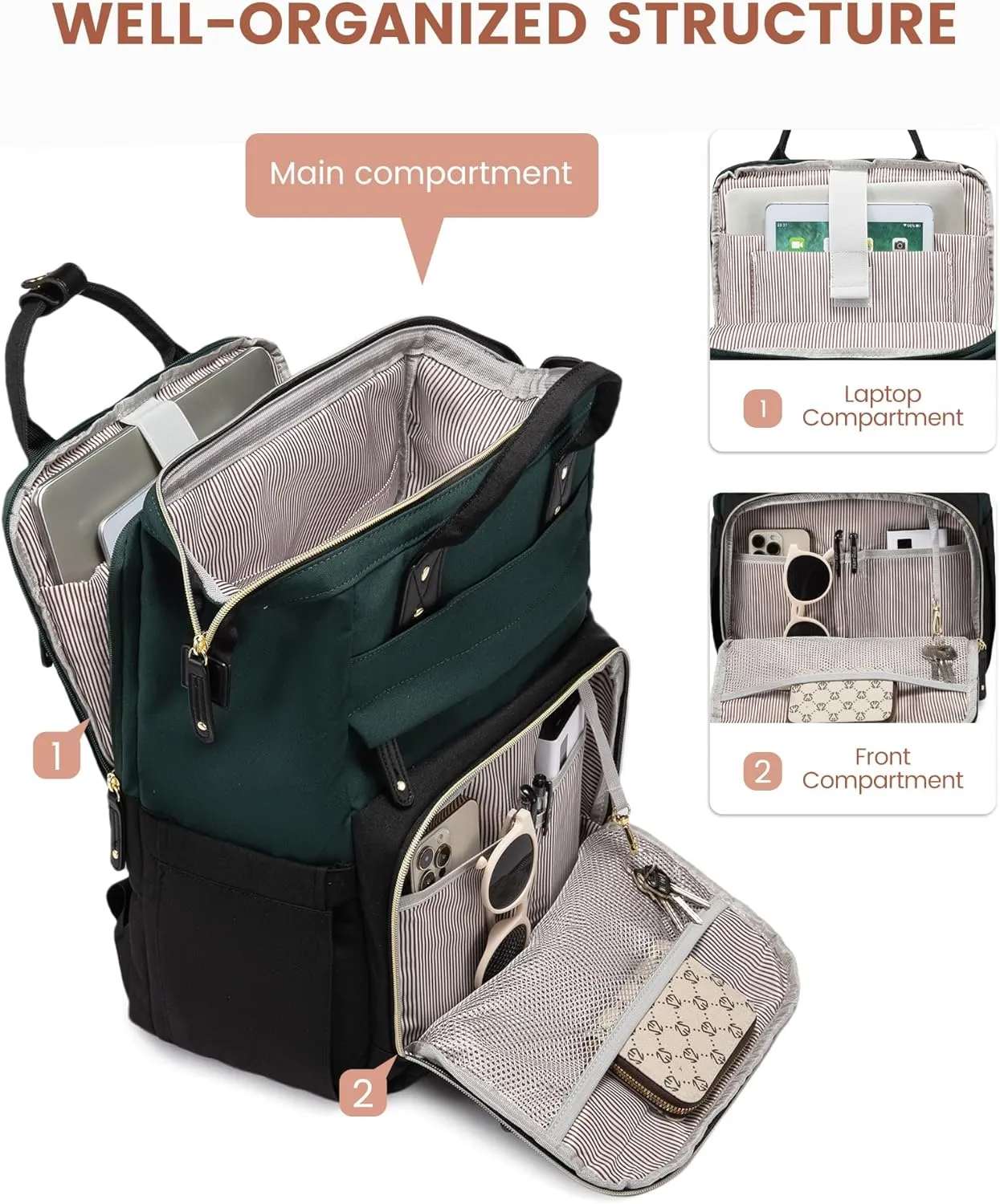 LOVEVOOK Laptop Backpack for Women, 15.6'' Waterproof Nurse Bag Teacher Work Backpack Purse for Women, Travel Computer Backpack for College Office Business Ladies