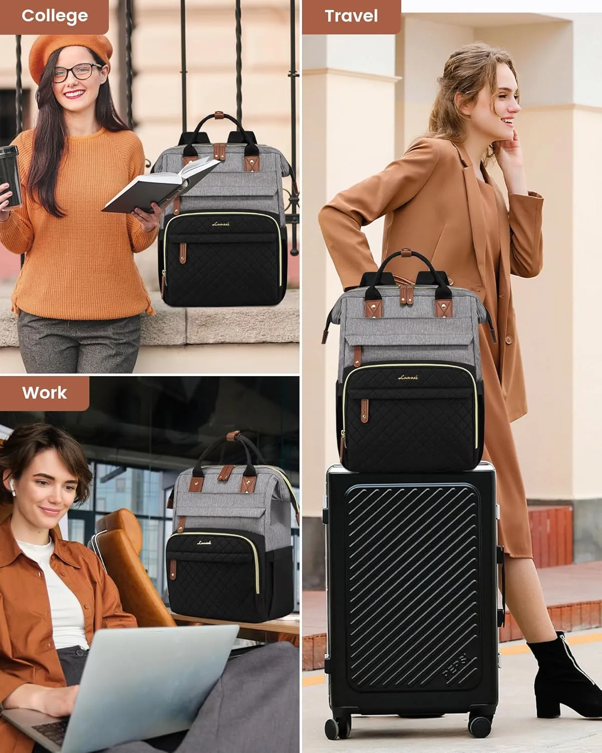 LOVEVOOK Laptop Backpack for Women, 15.6'' Waterproof Nurse Bag Teacher Work Backpack Purse for Women, Travel Computer Backpack for College Office Business Ladies