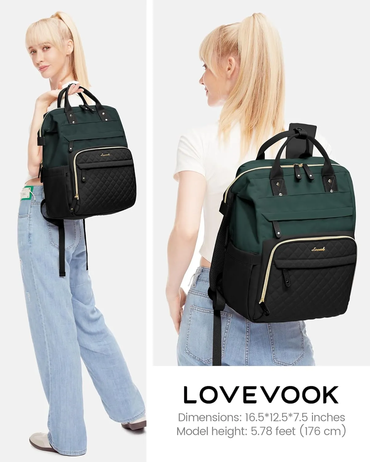 LOVEVOOK Laptop Backpack for Women, 15.6'' Waterproof Nurse Bag Teacher Work Backpack Purse for Women, Travel Computer Backpack for College Office Business Ladies