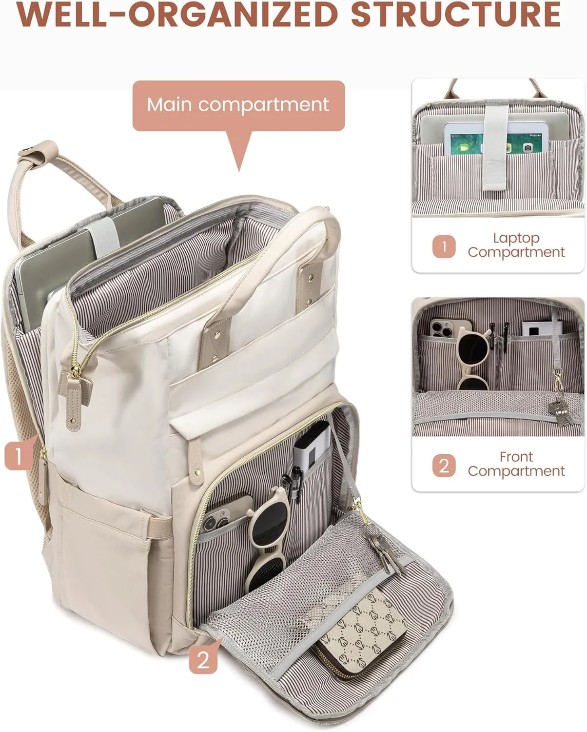 LOVEVOOK Laptop Backpack for Women, 15.6'' Waterproof Nurse Bag Teacher Work Backpack Purse for Women, Travel Computer Backpack for College Office Business Ladies