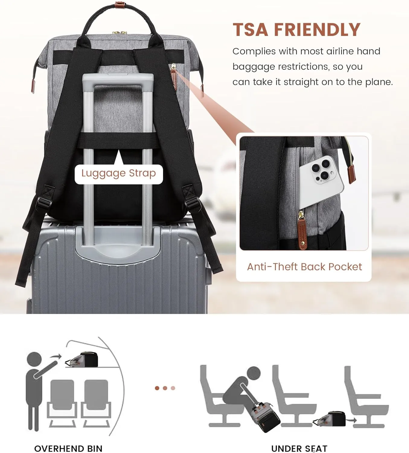LOVEVOOK Laptop Backpack for Women, 15.6'' Waterproof Nurse Bag Teacher Work Backpack Purse for Women, Travel Computer Backpack for College Office Business Ladies