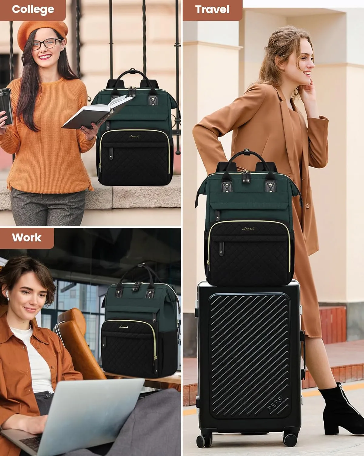 LOVEVOOK Laptop Backpack for Women, 15.6'' Waterproof Nurse Bag Teacher Work Backpack Purse for Women, Travel Computer Backpack for College Office Business Ladies