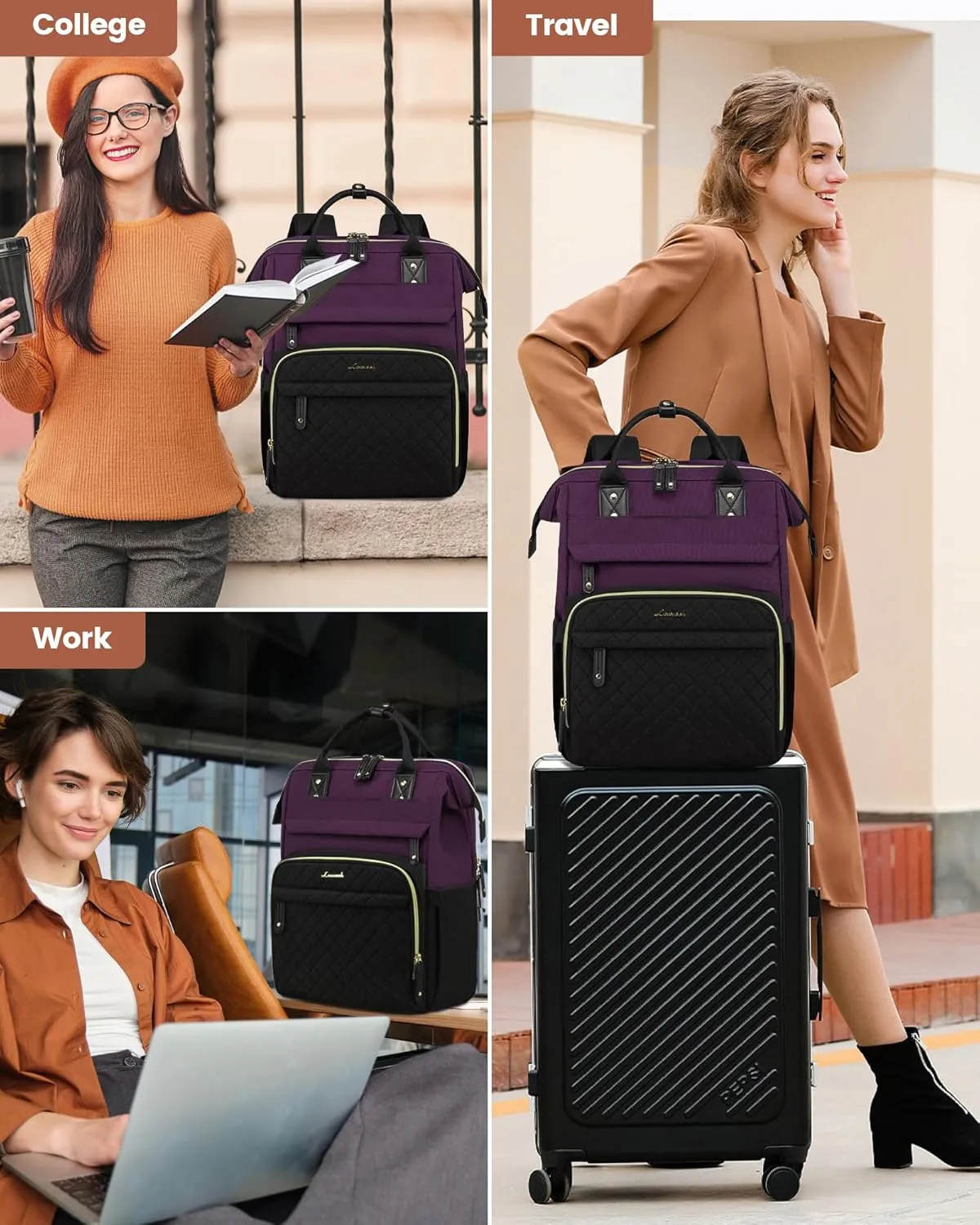 LOVEVOOK Laptop Backpack for Women, 15.6'' Waterproof Nurse Bag Teacher Work Backpack Purse for Women, Travel Computer Backpack for College Office Business Ladies