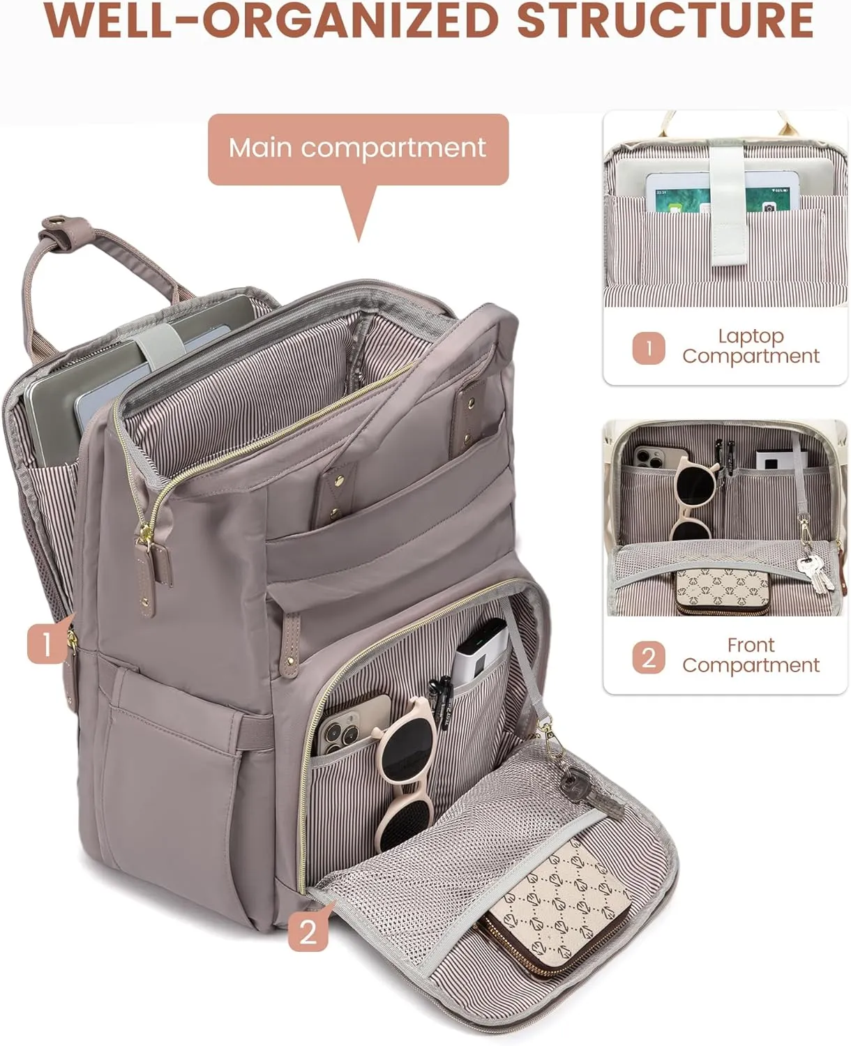 LOVEVOOK Laptop Backpack for Women, 15.6'' Waterproof Nurse Bag Teacher Work Backpack Purse for Women, Travel Computer Backpack for College Office Business Ladies