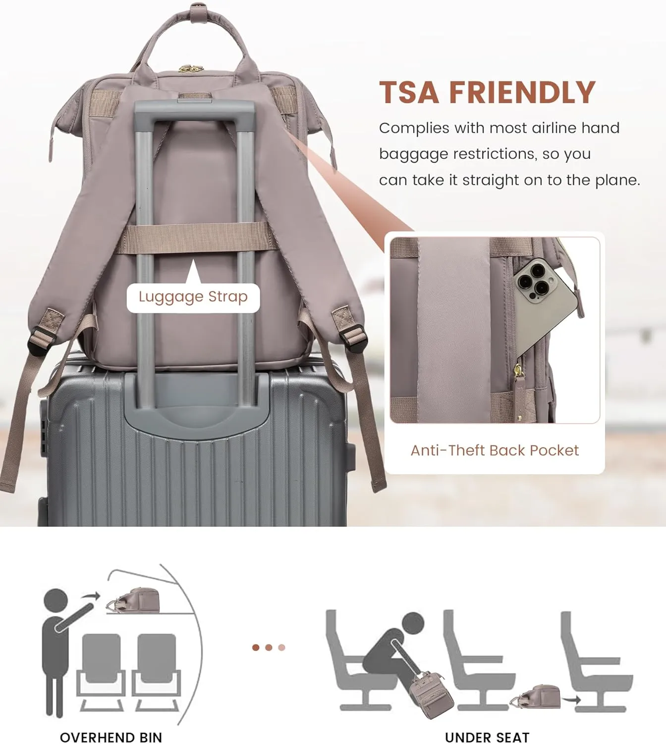 LOVEVOOK Laptop Backpack for Women, 15.6'' Waterproof Nurse Bag Teacher Work Backpack Purse for Women, Travel Computer Backpack for College Office Business Ladies