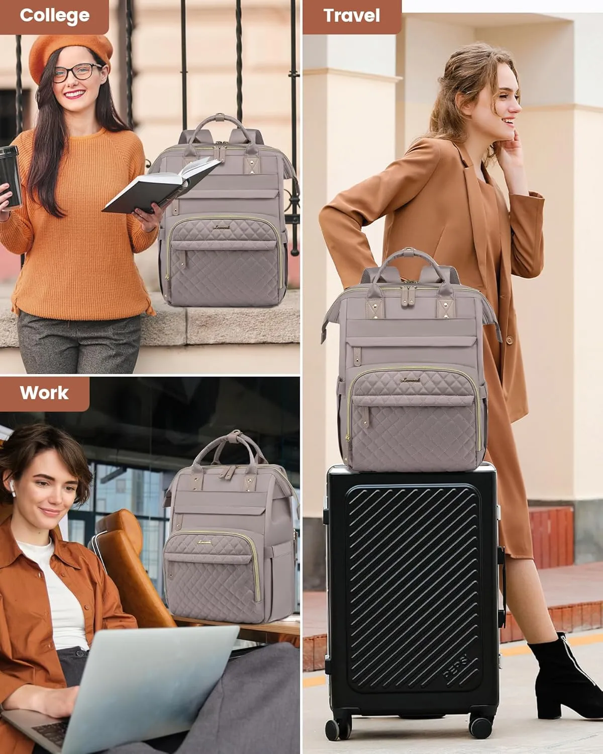 LOVEVOOK Laptop Backpack for Women, 15.6'' Waterproof Nurse Bag Teacher Work Backpack Purse for Women, Travel Computer Backpack for College Office Business Ladies