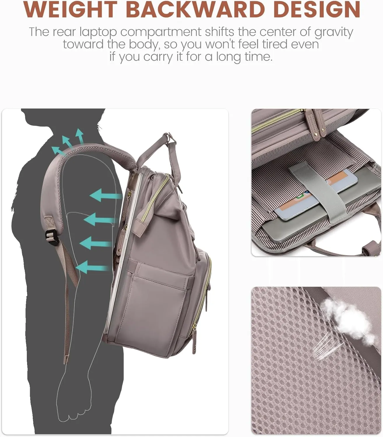 LOVEVOOK Laptop Backpack for Women, 15.6'' Waterproof Nurse Bag Teacher Work Backpack Purse for Women, Travel Computer Backpack for College Office Business Ladies
