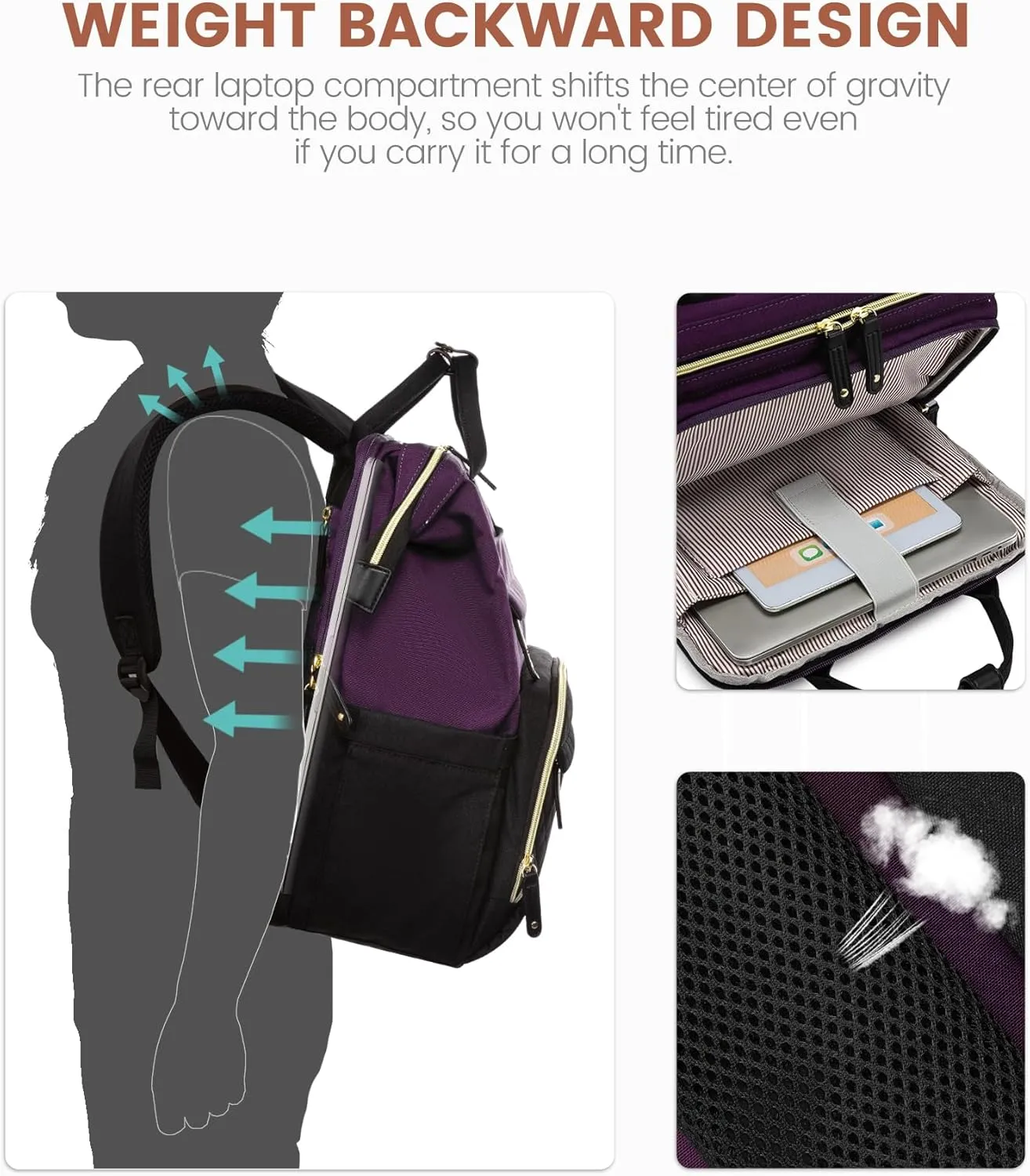 LOVEVOOK Laptop Backpack for Women, 15.6'' Waterproof Nurse Bag Teacher Work Backpack Purse for Women, Travel Computer Backpack for College Office Business Ladies