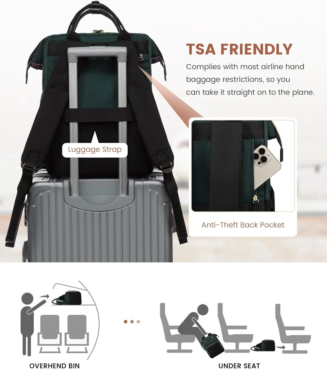 LOVEVOOK Laptop Backpack for Women, 15.6'' Waterproof Nurse Bag Teacher Work Backpack Purse for Women, Travel Computer Backpack for College Office Business Ladies