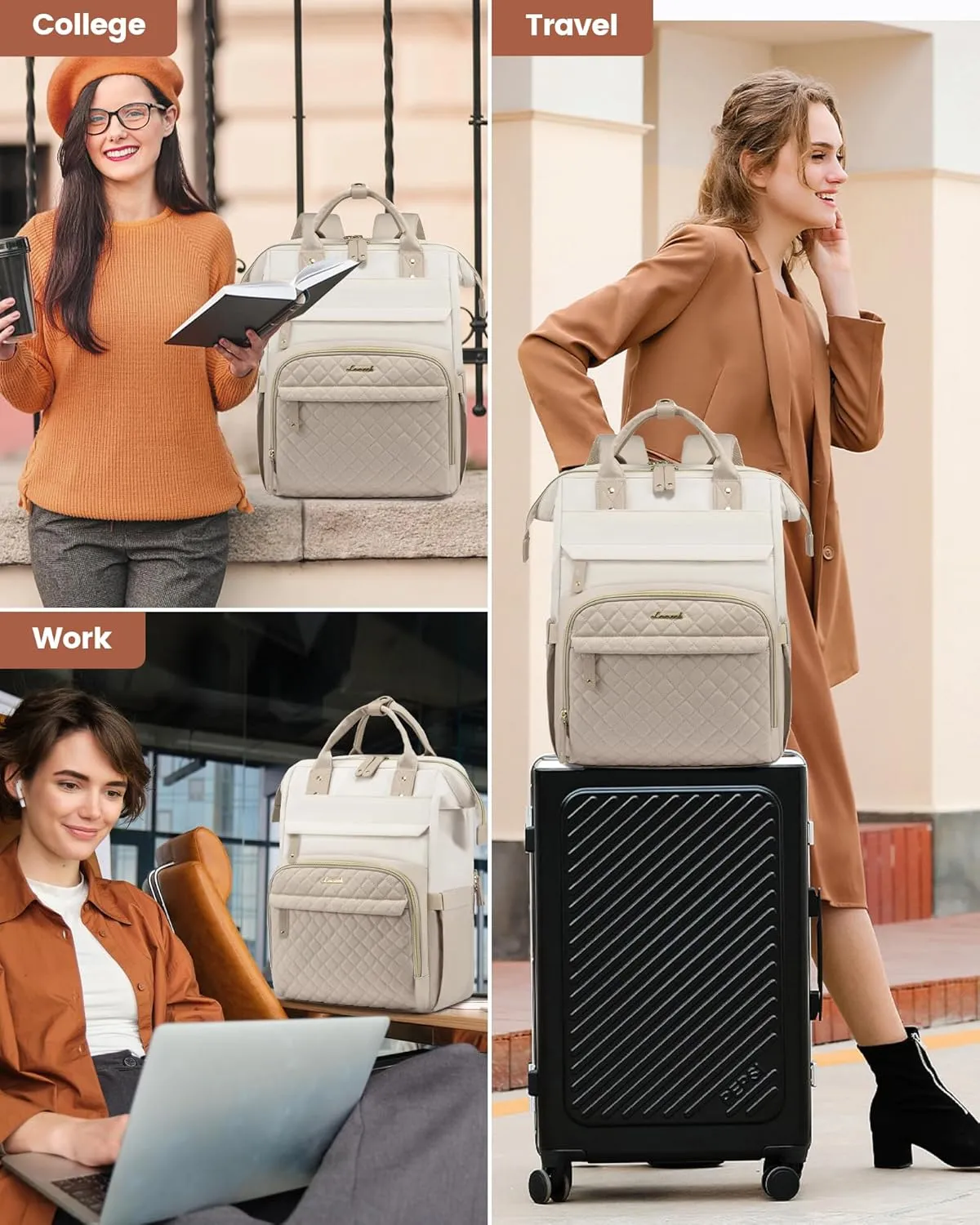 LOVEVOOK Laptop Backpack for Women, 15.6'' Waterproof Nurse Bag Teacher Work Backpack Purse for Women, Travel Computer Backpack for College Office Business Ladies