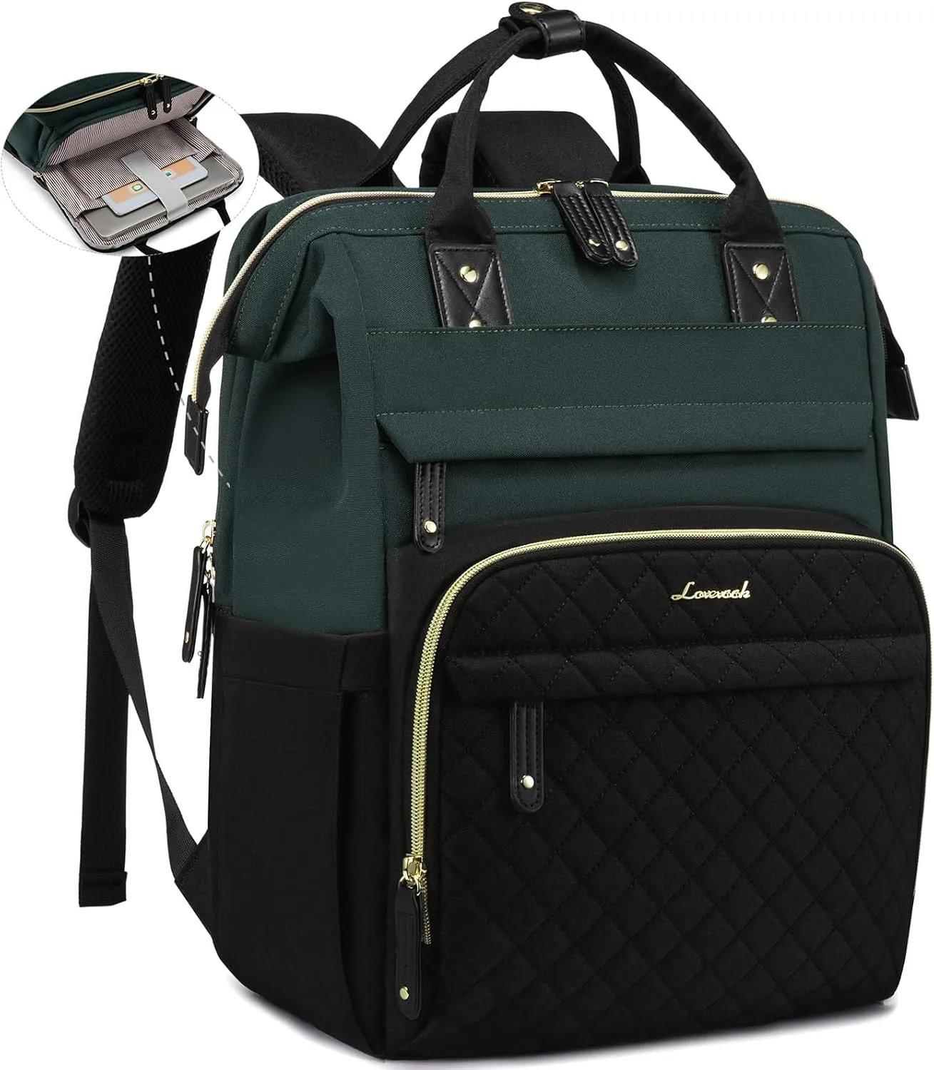 LOVEVOOK Laptop Backpack for Women, 15.6'' Waterproof Nurse Bag Teacher Work Backpack Purse for Women, Travel Computer Backpack for College Office Business Ladies