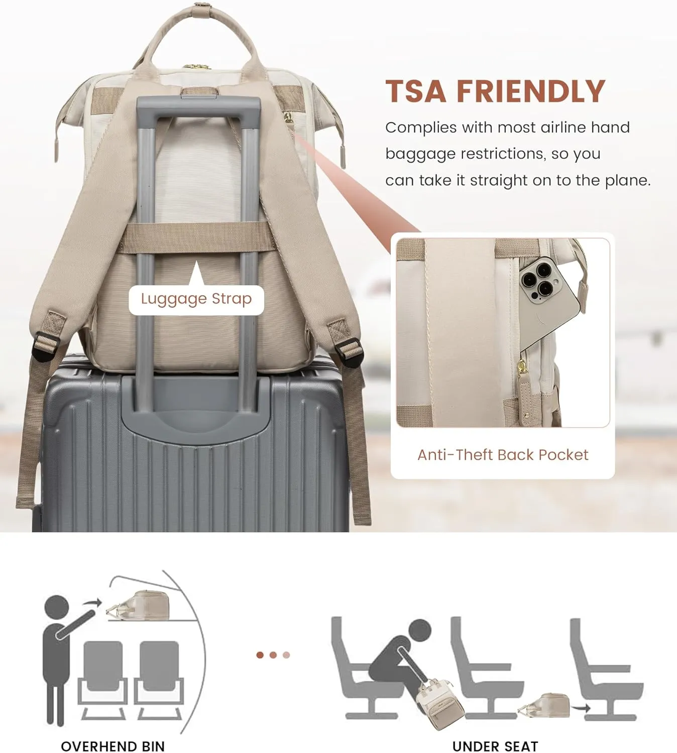LOVEVOOK Laptop Backpack for Women, 15.6'' Waterproof Nurse Bag Teacher Work Backpack Purse for Women, Travel Computer Backpack for College Office Business Ladies