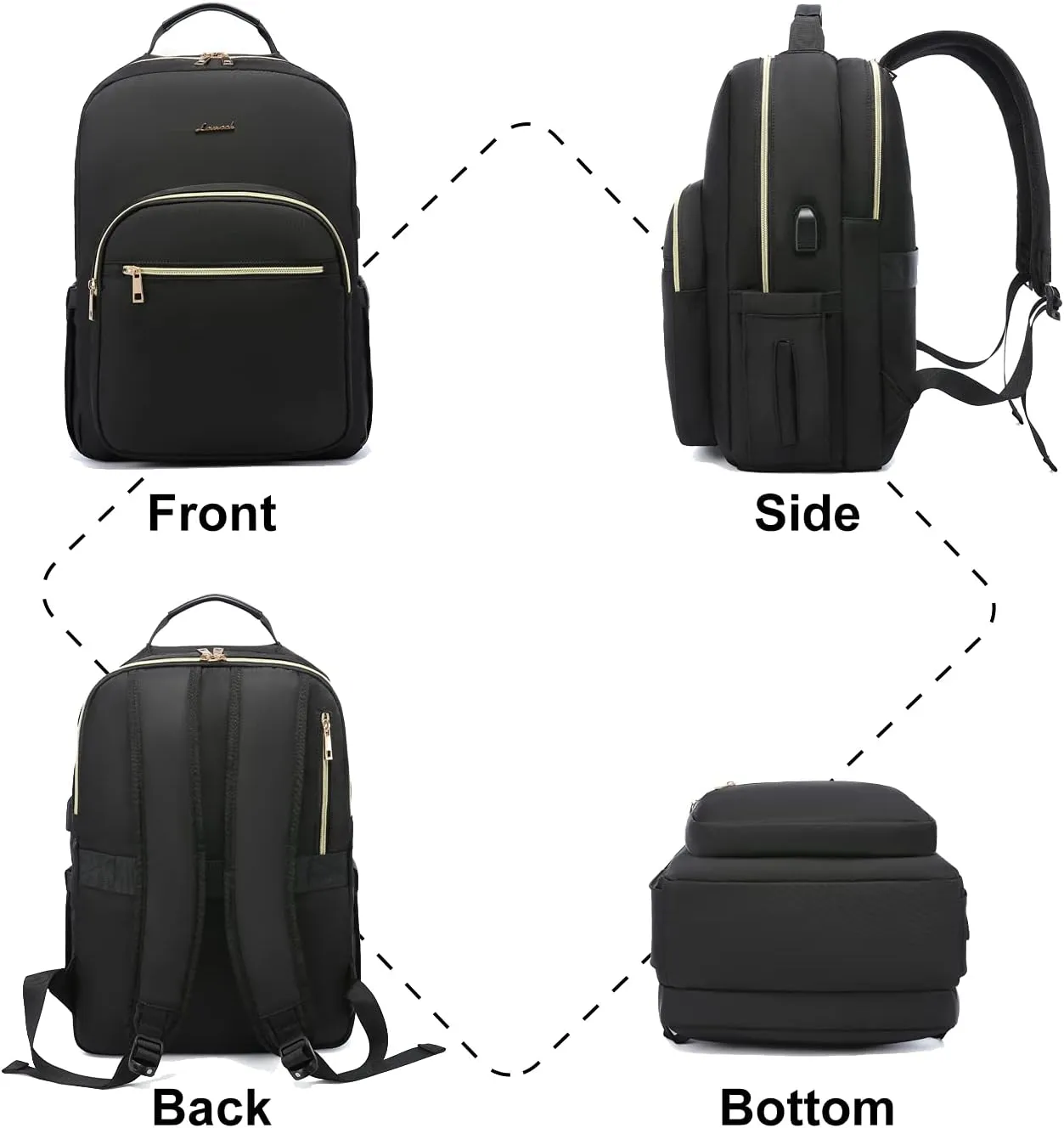 LOVEVOOK Laptop Backpack for Women, 17 Inch Large Capacity Travel Computer Work Bags, Business Nurse Backpack Purse for Womens, Black