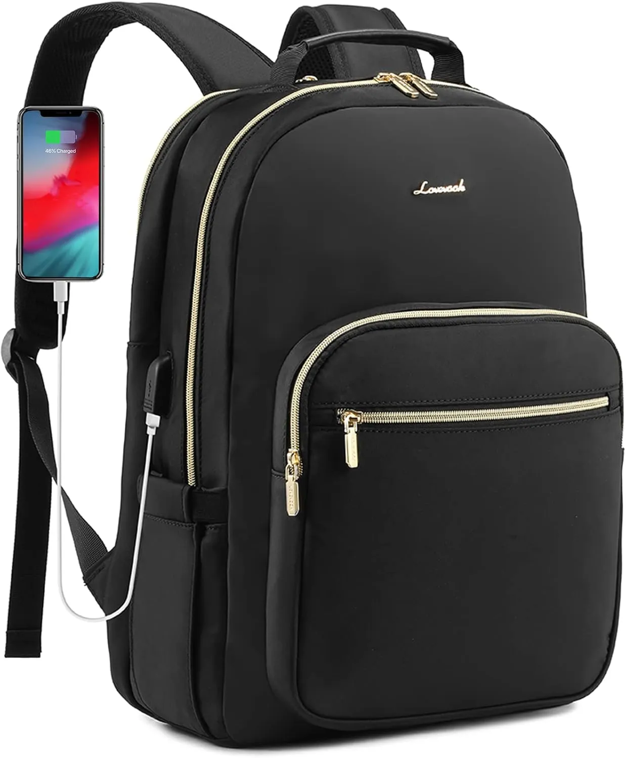 LOVEVOOK Laptop Backpack for Women, 17 Inch Large Capacity Travel Computer Work Bags, Business Nurse Backpack Purse for Womens, Black
