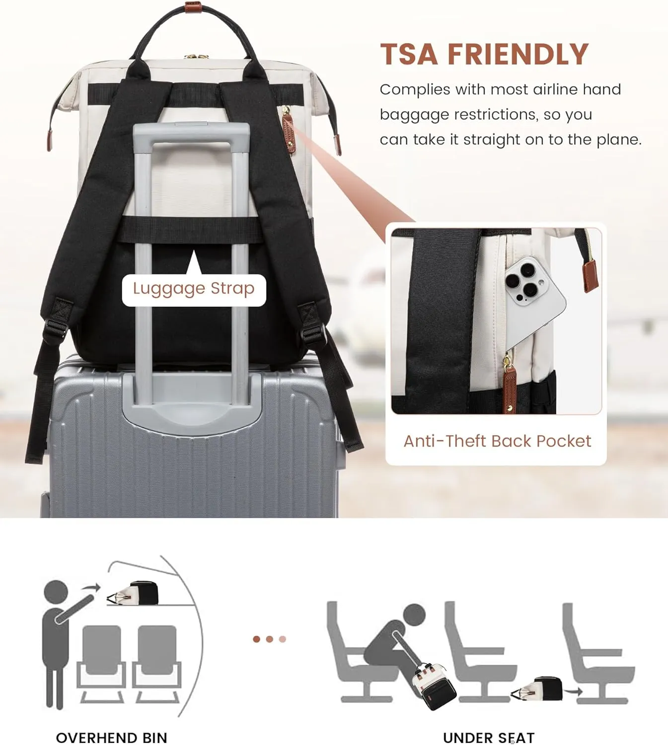 LOVEVOOK Laptop Backpack for Women, 17.3'' Waterproof Nurse Bag Teacher Work Backpack Purse for Women, Travel Computer Backpack for College Office Business Ladies