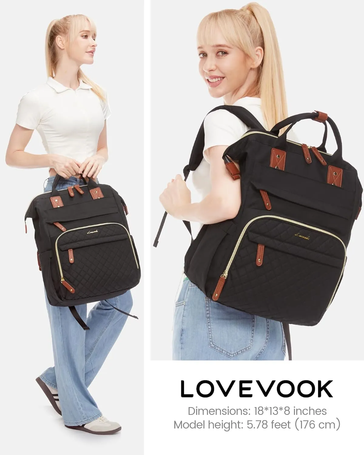 LOVEVOOK Laptop Backpack for Women, 17.3'' Waterproof Nurse Bag Teacher Work Backpack Purse for Women, Travel Computer Backpack for College Office Business Ladies