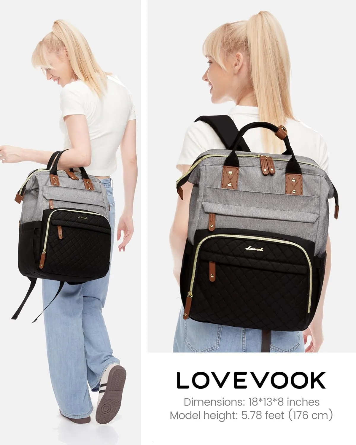 LOVEVOOK Laptop Backpack for Women, 17.3'' Waterproof Nurse Bag Teacher Work Backpack Purse for Women, Travel Computer Backpack for College Office Business Ladies
