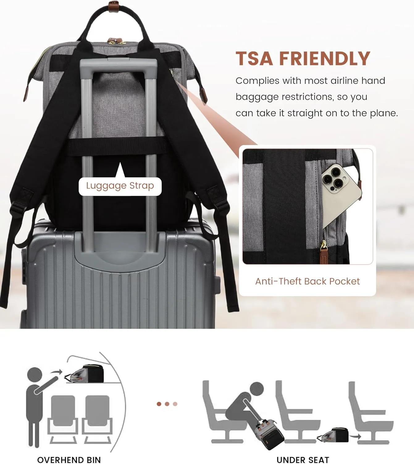 LOVEVOOK Laptop Backpack for Women, 17.3'' Waterproof Nurse Bag Teacher Work Backpack Purse for Women, Travel Computer Backpack for College Office Business Ladies