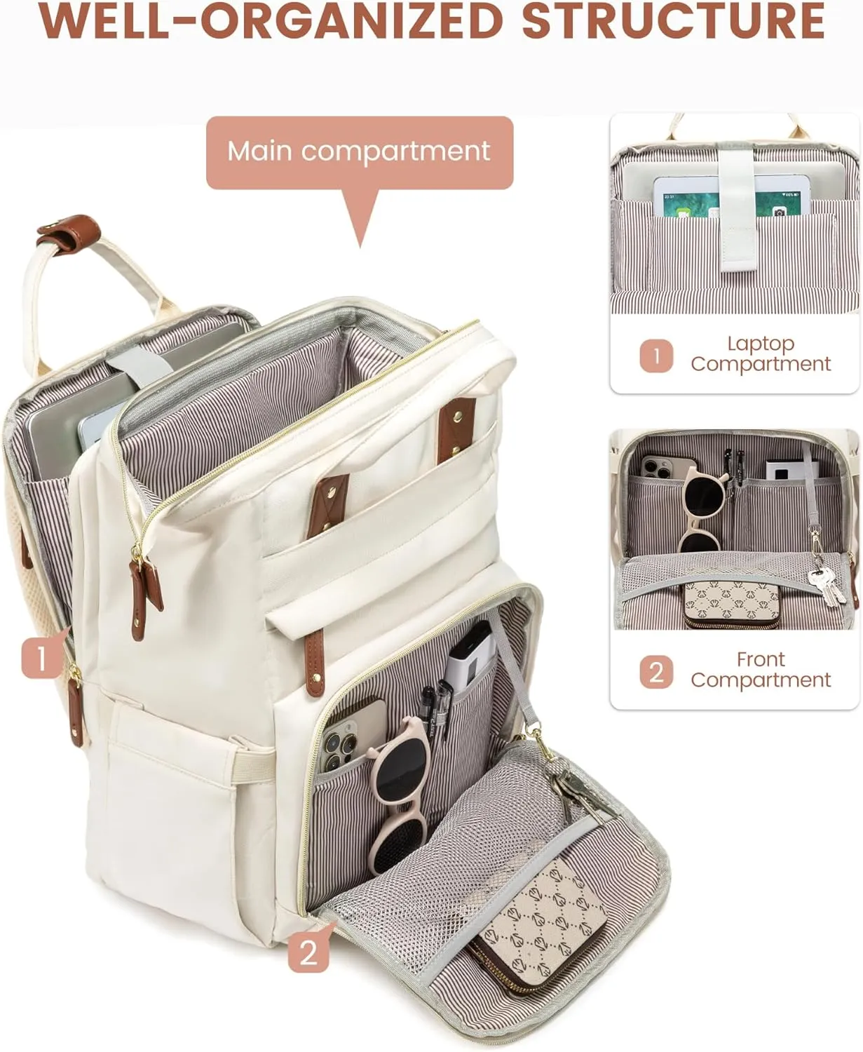 LOVEVOOK Laptop Backpack for Women, 17.3'' Waterproof Nurse Bag Teacher Work Backpack Purse for Women, Travel Computer Backpack for College Office Business Ladies