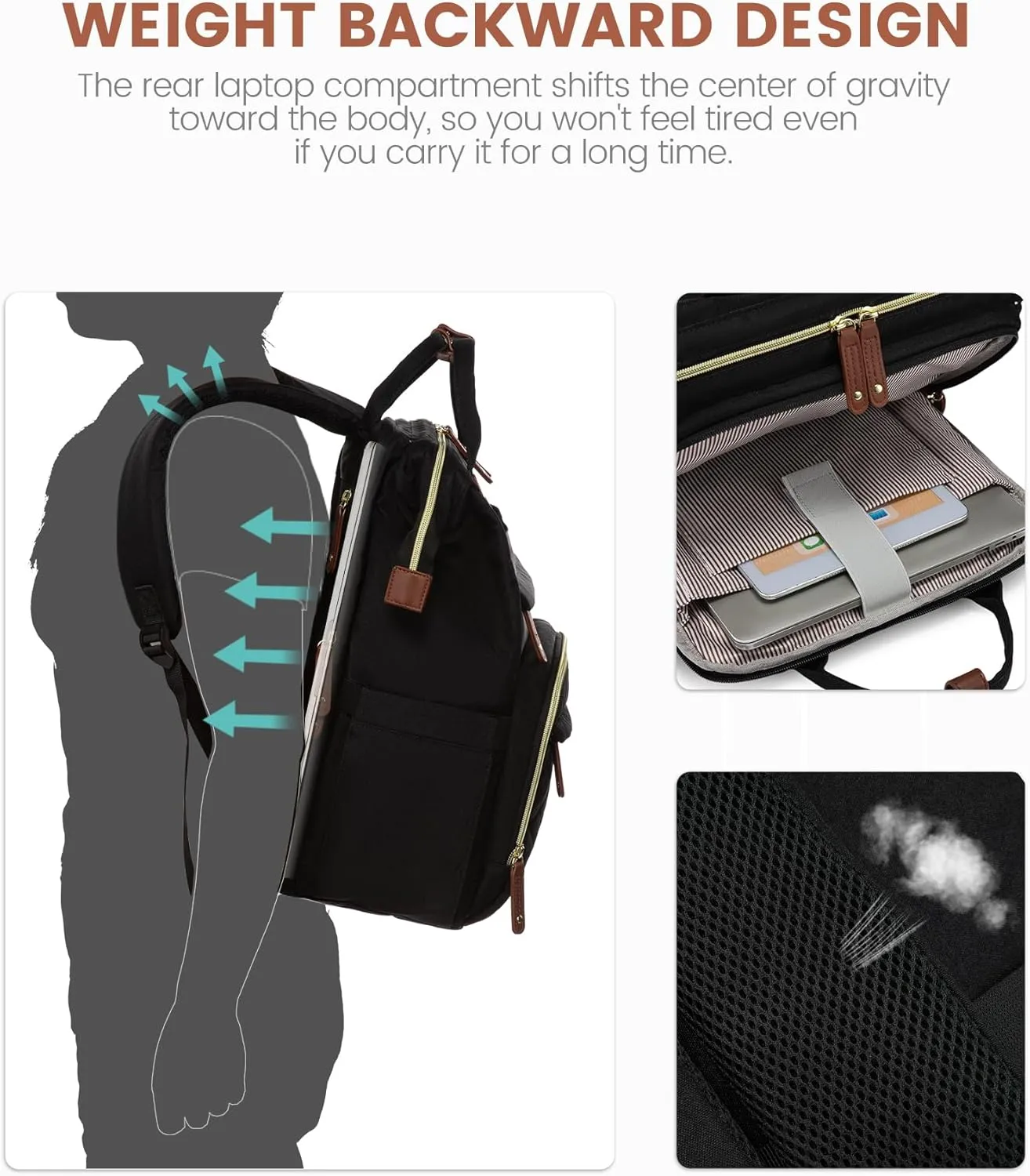 LOVEVOOK Laptop Backpack for Women, 17.3'' Waterproof Nurse Bag Teacher Work Backpack Purse for Women, Travel Computer Backpack for College Office Business Ladies