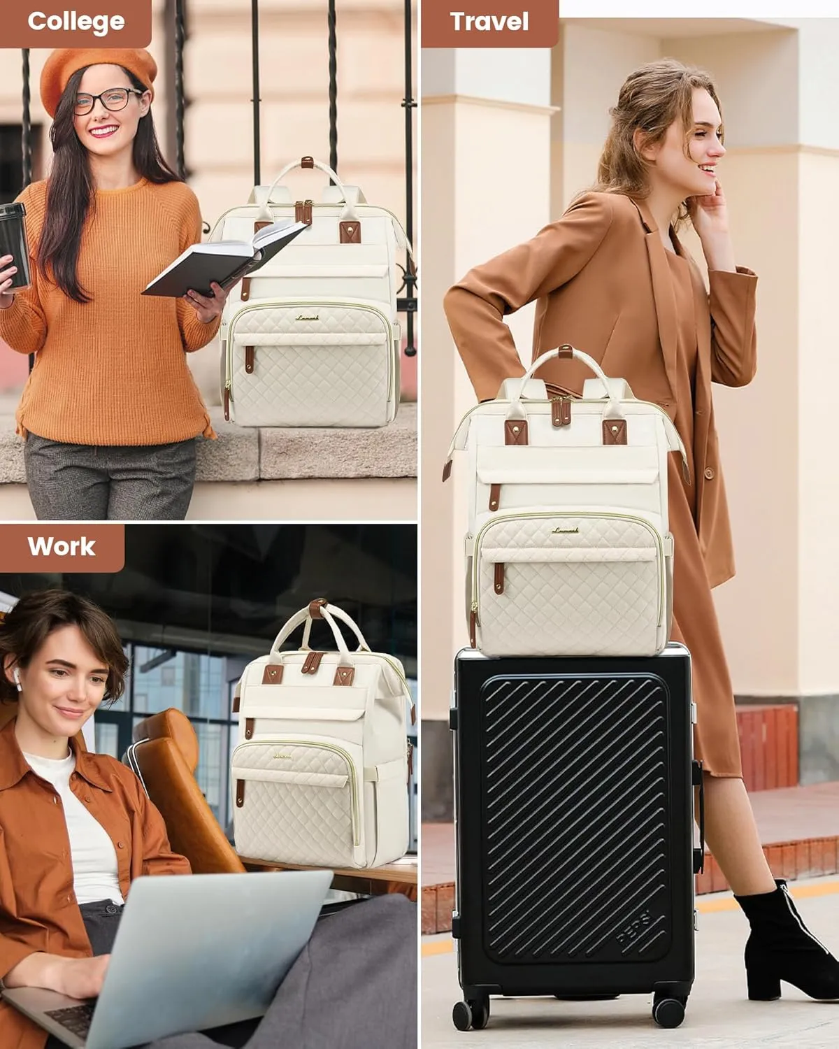 LOVEVOOK Laptop Backpack for Women, 17.3'' Waterproof Nurse Bag Teacher Work Backpack Purse for Women, Travel Computer Backpack for College Office Business Ladies