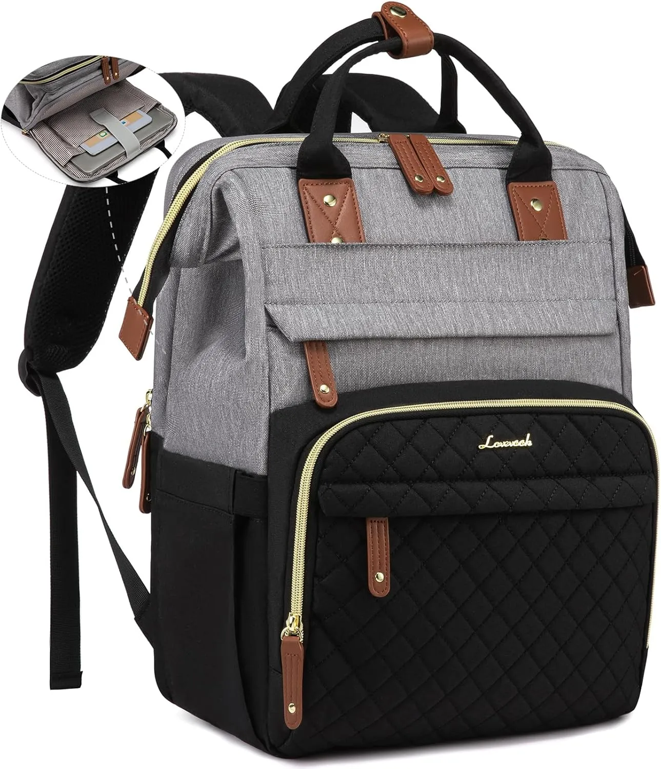 LOVEVOOK Laptop Backpack for Women, 17.3'' Waterproof Nurse Bag Teacher Work Backpack Purse for Women, Travel Computer Backpack for College Office Business Ladies