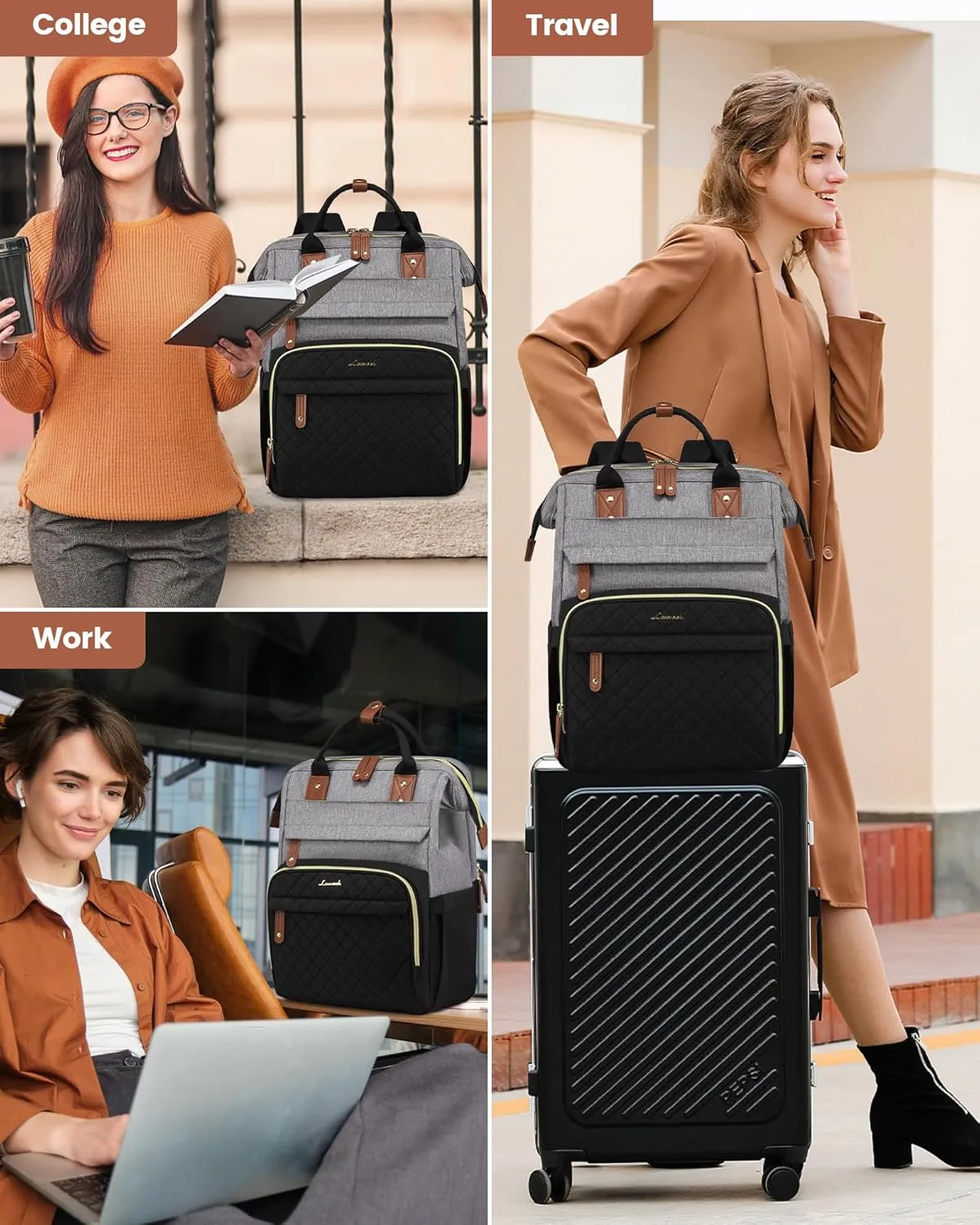 LOVEVOOK Laptop Backpack for Women, 17.3'' Waterproof Nurse Bag Teacher Work Backpack Purse for Women, Travel Computer Backpack for College Office Business Ladies