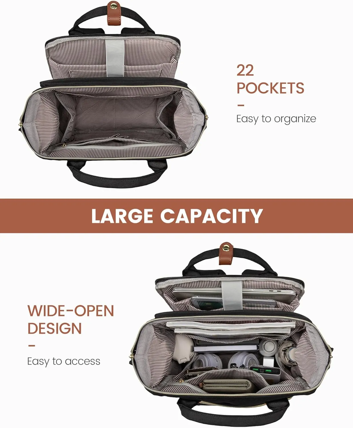 LOVEVOOK Laptop Backpack for Women, 17.3'' Waterproof Nurse Bag Teacher Work Backpack Purse for Women, Travel Computer Backpack for College Office Business Ladies