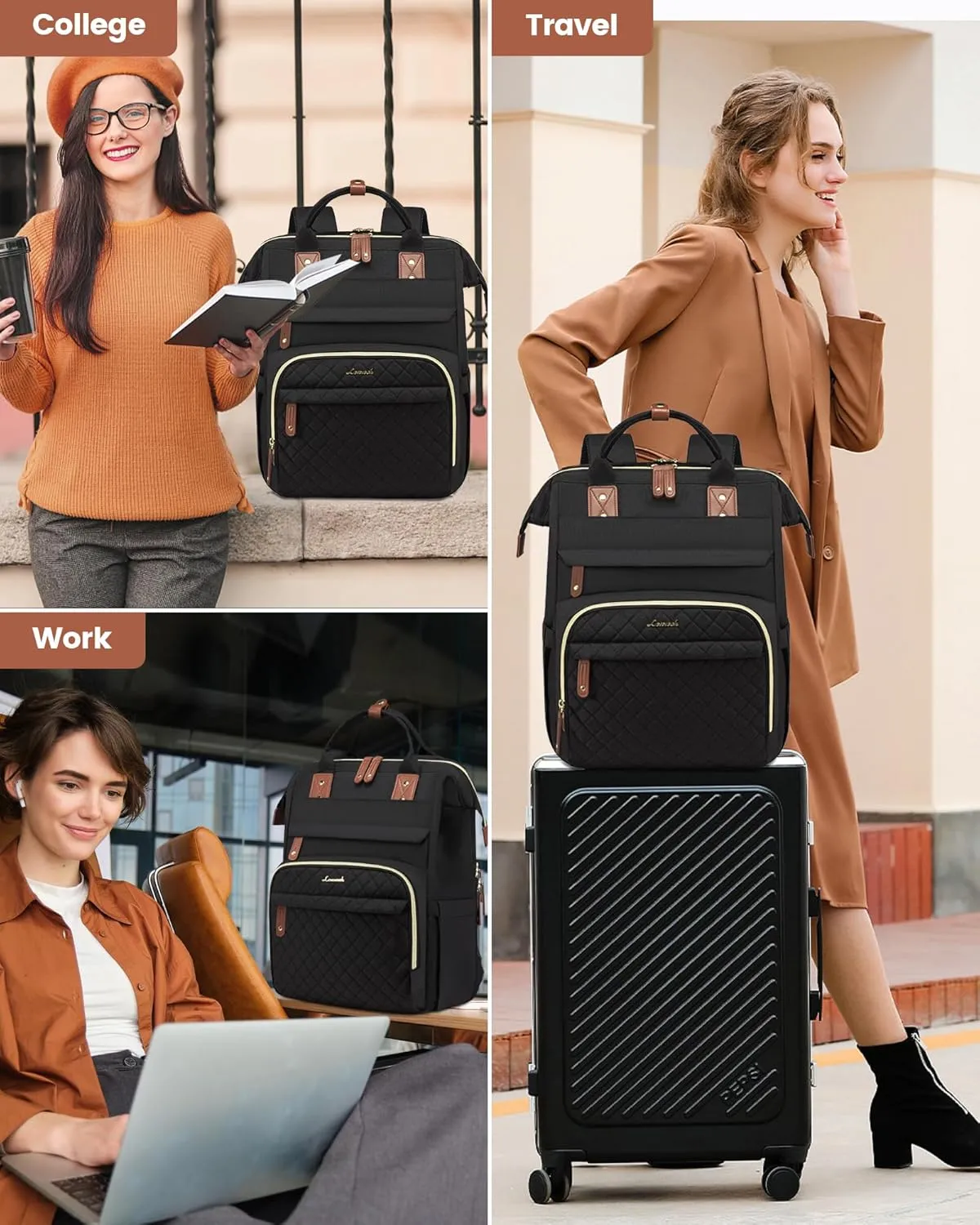 LOVEVOOK Laptop Backpack for Women, 17.3'' Waterproof Nurse Bag Teacher Work Backpack Purse for Women, Travel Computer Backpack for College Office Business Ladies