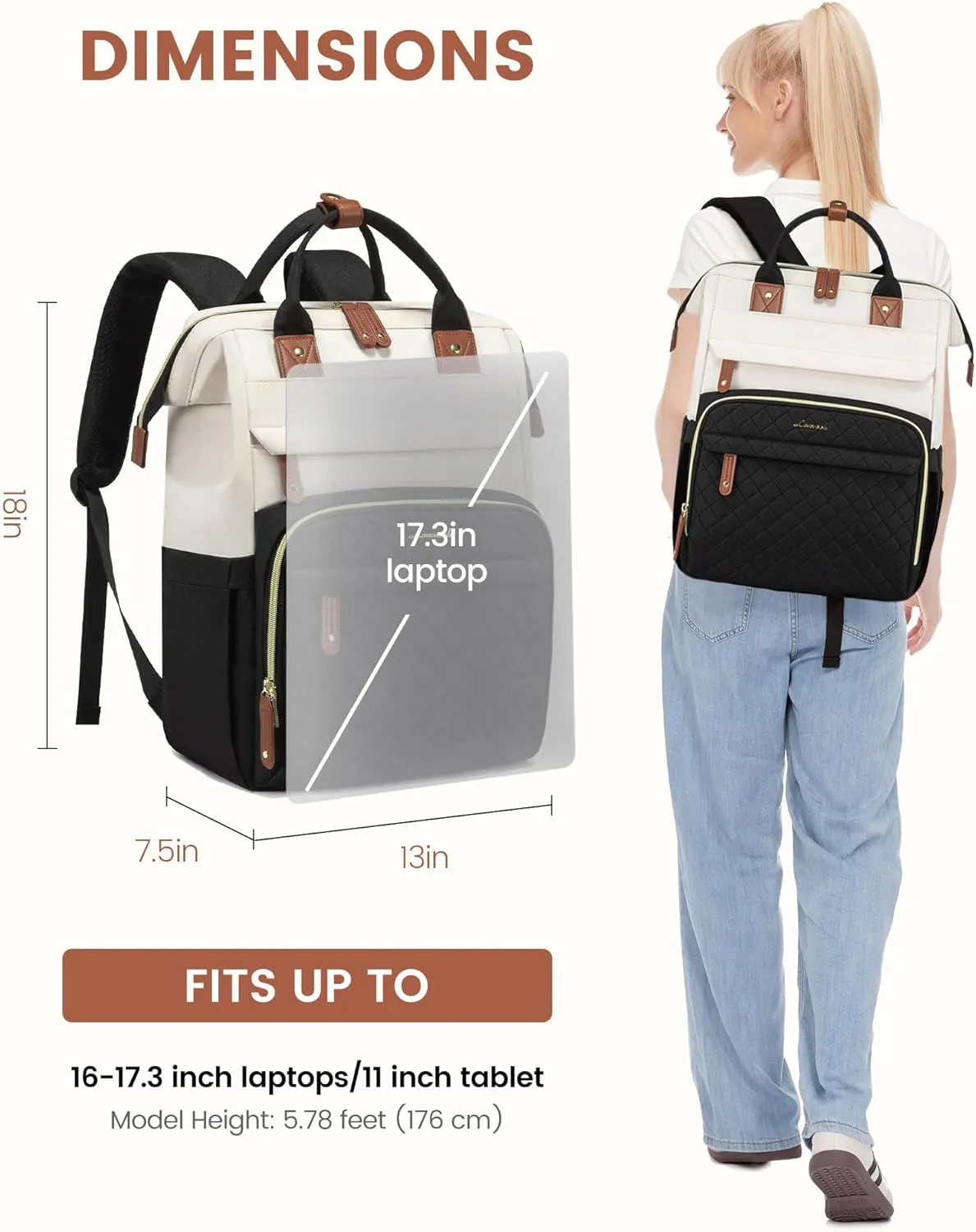 LOVEVOOK Laptop Backpack for Women, 17.3'' Waterproof Nurse Bag Teacher Work Backpack Purse for Women, Travel Computer Backpack for College Office Business Ladies