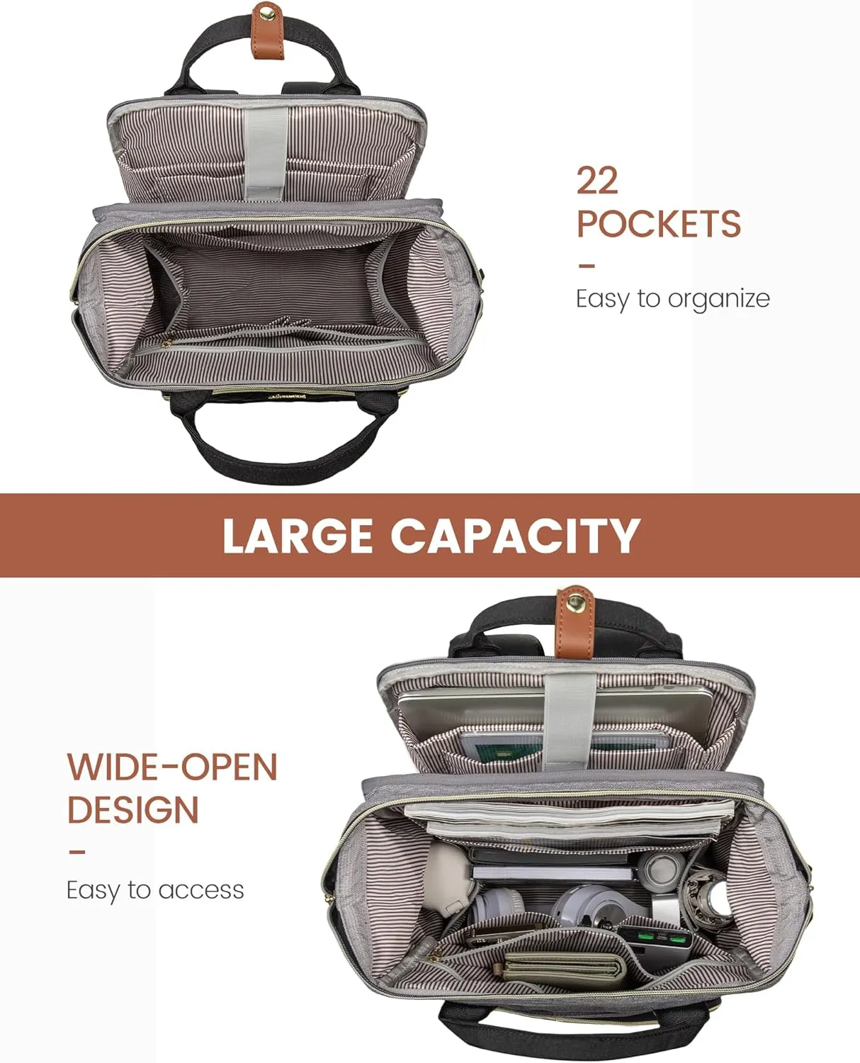 LOVEVOOK Laptop Backpack for Women, 17.3'' Waterproof Nurse Bag Teacher Work Backpack Purse for Women, Travel Computer Backpack for College Office Business Ladies