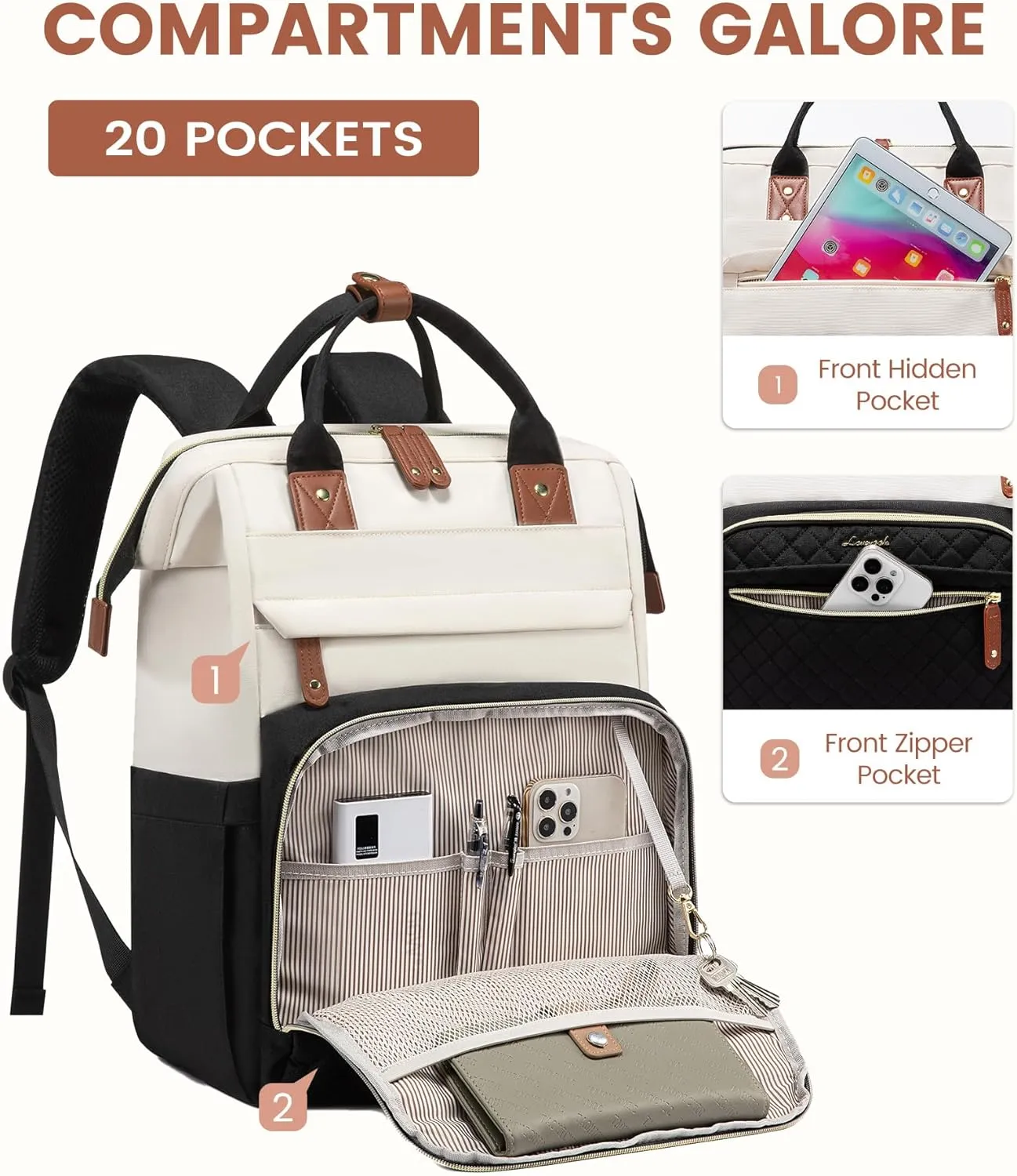 LOVEVOOK Laptop Backpack for Women, 17.3'' Waterproof Nurse Bag Teacher Work Backpack Purse for Women, Travel Computer Backpack for College Office Business Ladies