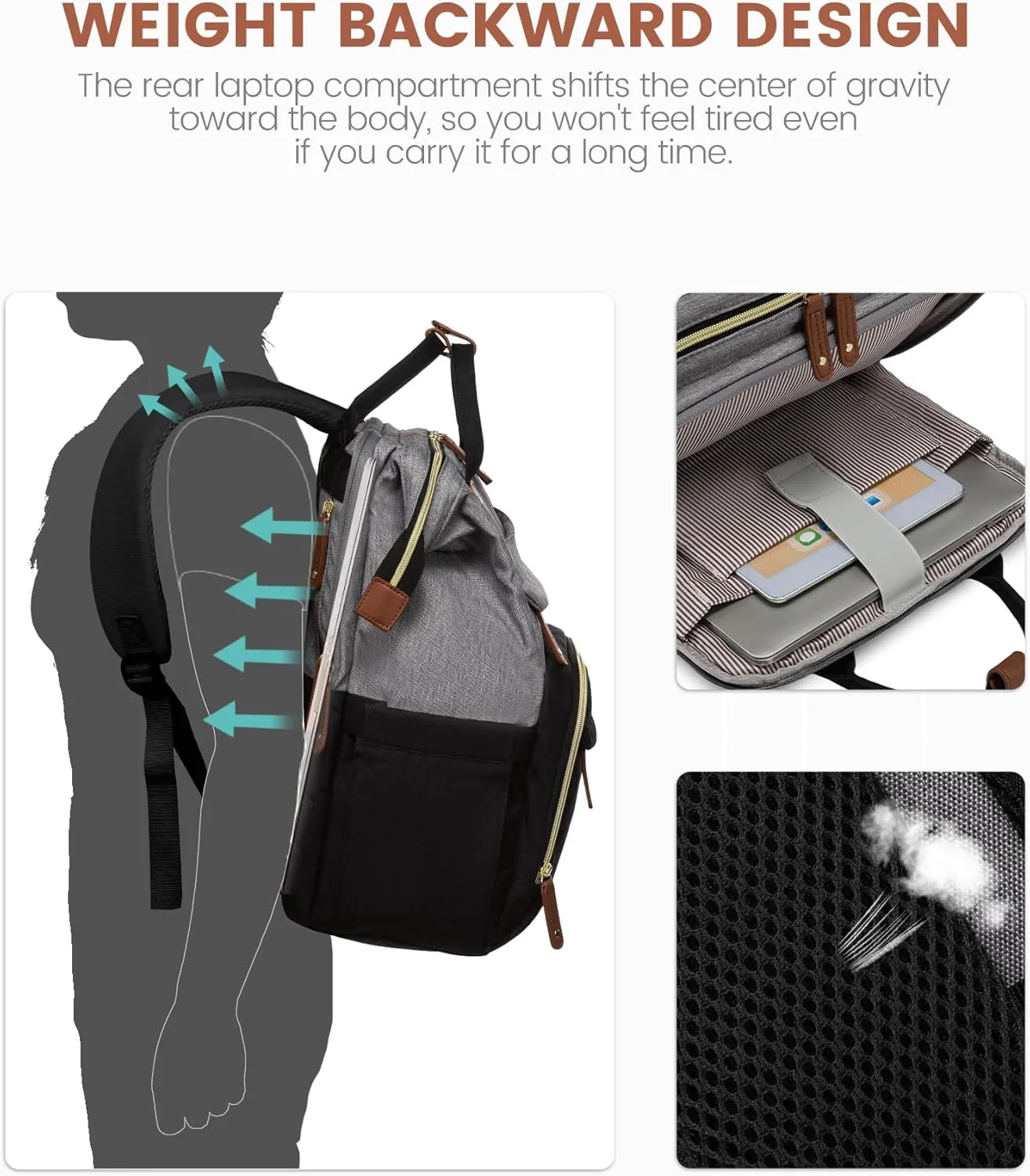 LOVEVOOK Laptop Backpack for Women, 17.3'' Waterproof Nurse Bag Teacher Work Backpack Purse for Women, Travel Computer Backpack for College Office Business Ladies