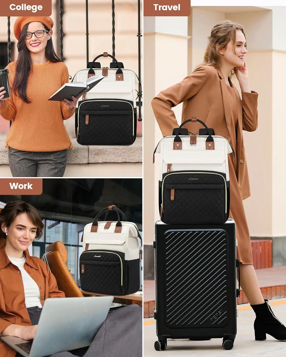 LOVEVOOK Laptop Backpack for Women, 17.3'' Waterproof Nurse Bag Teacher Work Backpack Purse for Women, Travel Computer Backpack for College Office Business Ladies