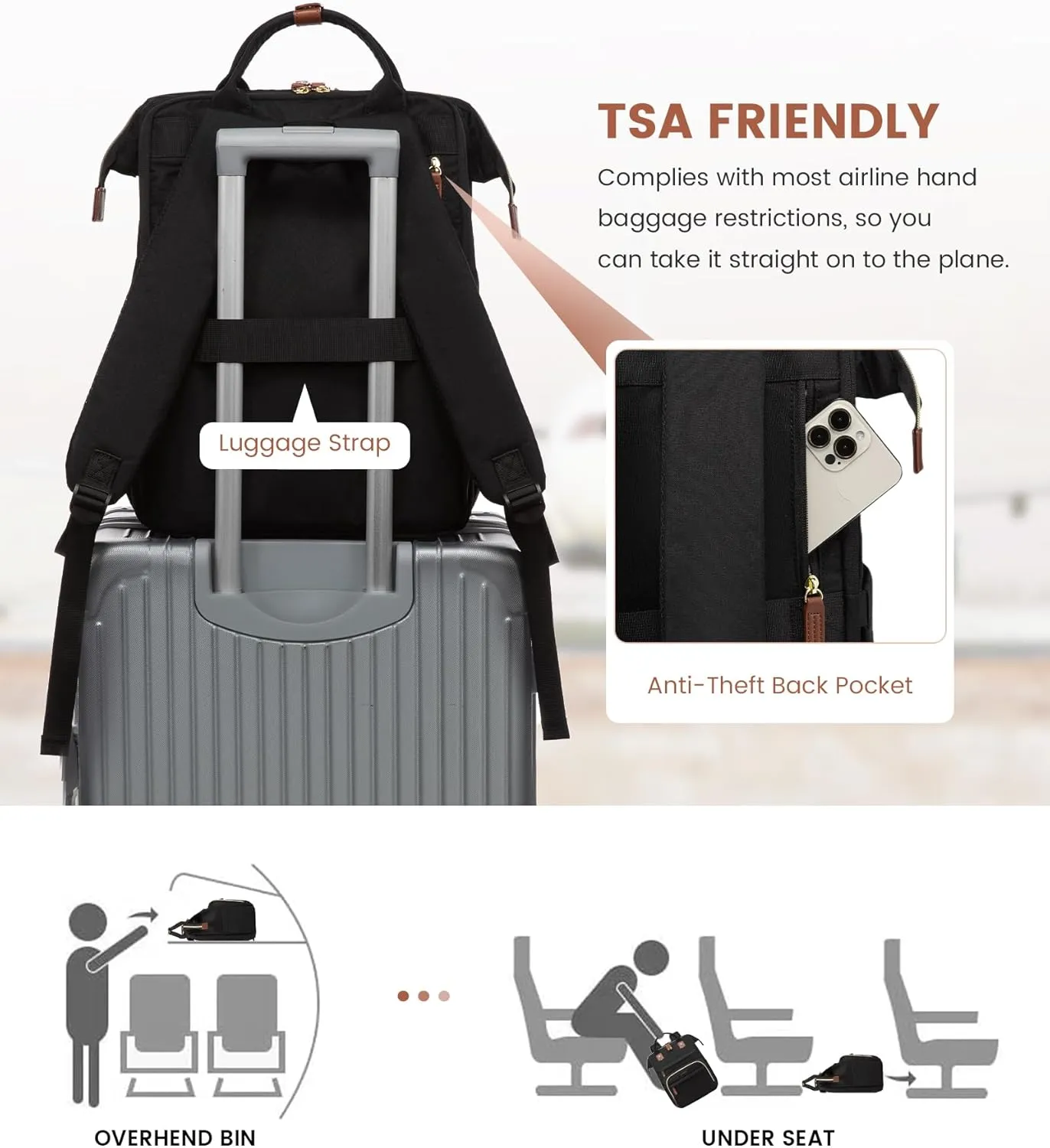 LOVEVOOK Laptop Backpack for Women, 17.3'' Waterproof Nurse Bag Teacher Work Backpack Purse for Women, Travel Computer Backpack for College Office Business Ladies