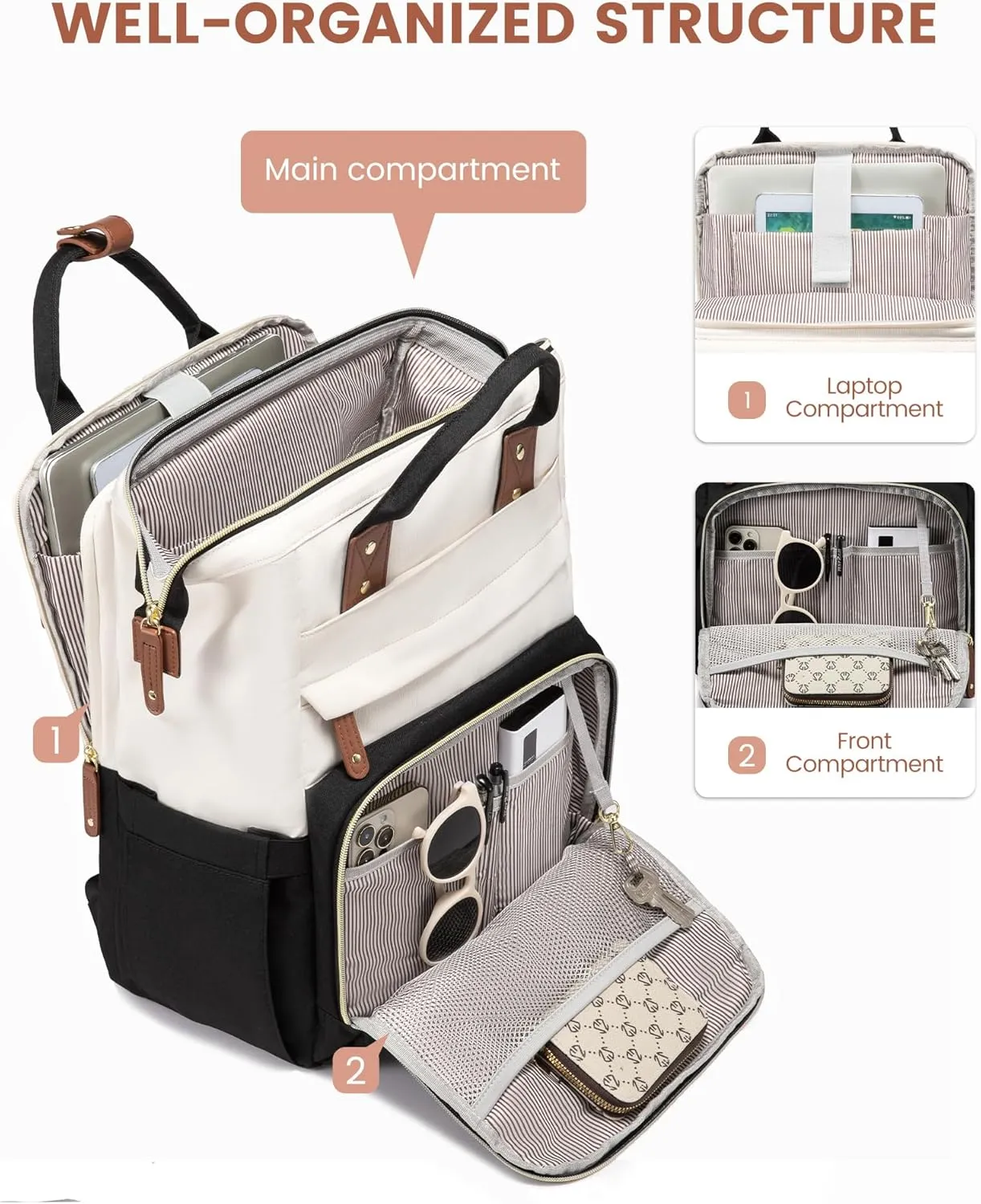 LOVEVOOK Laptop Backpack for Women, 17.3'' Waterproof Nurse Bag Teacher Work Backpack Purse for Women, Travel Computer Backpack for College Office Business Ladies