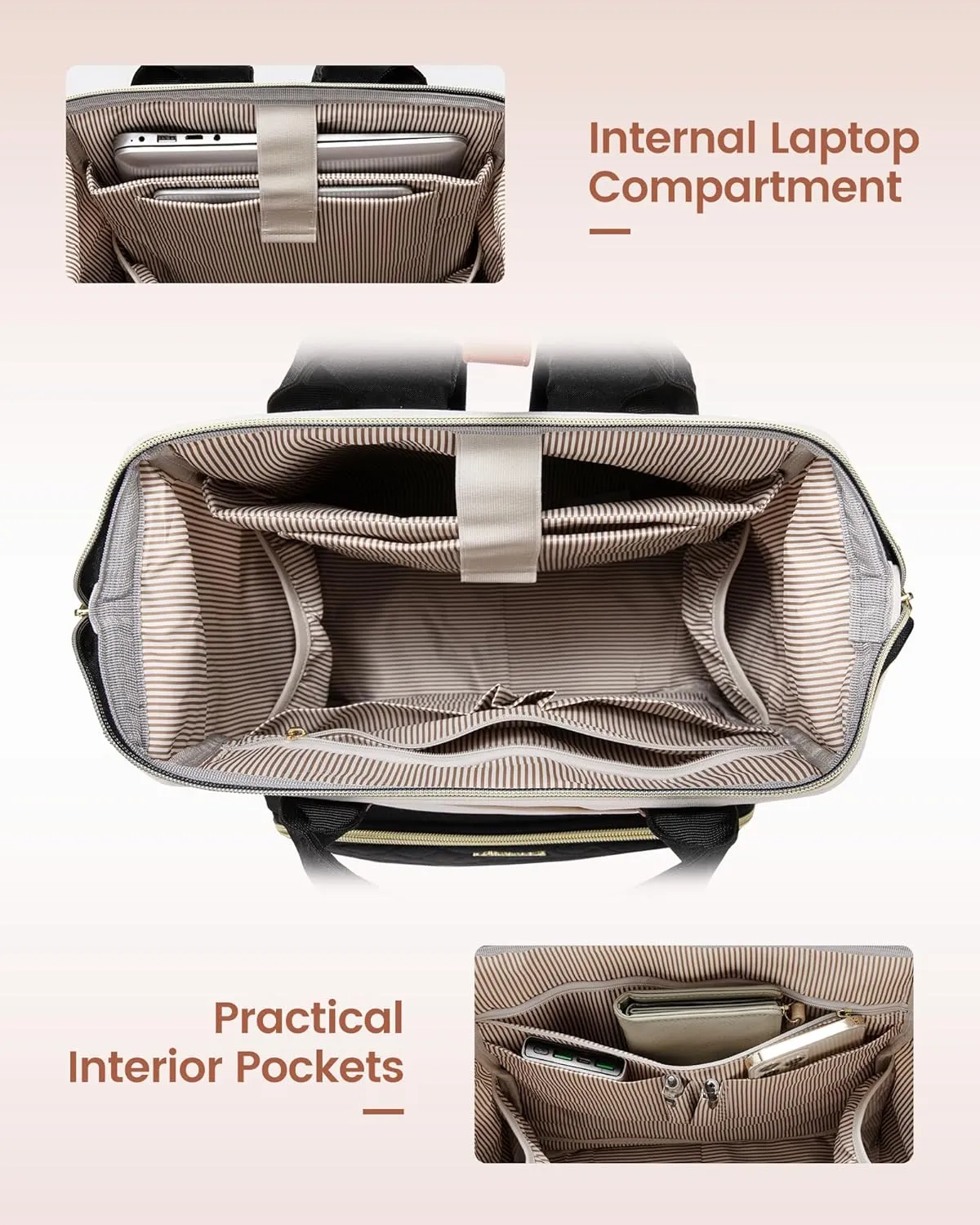 LOVEVOOK Laptop Backpack for Women, 17.3'' Waterproof Nurse Bag Teacher Work Backpack Purse for Women, Travel Computer Backpack for College Office Business Ladies