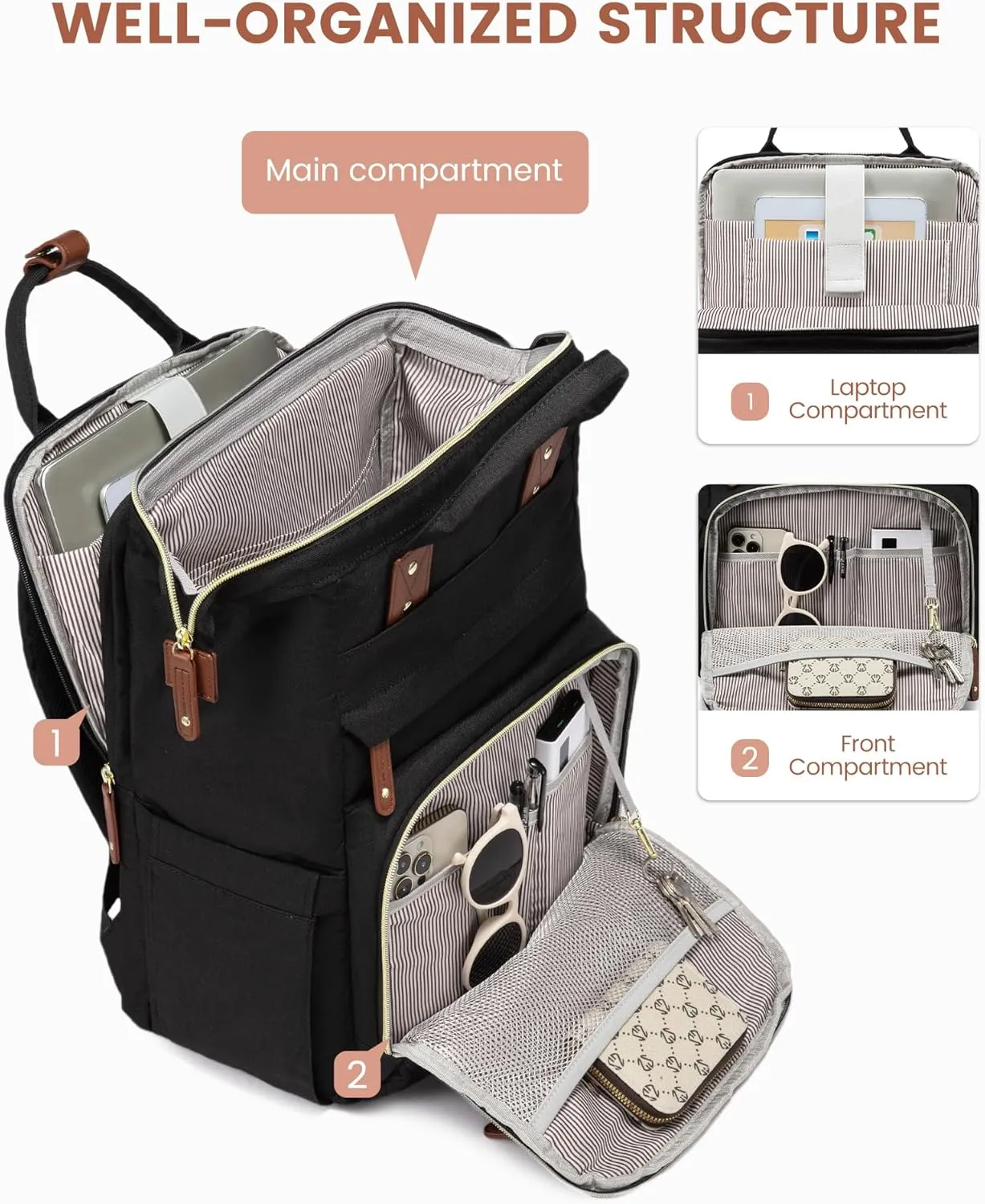 LOVEVOOK Laptop Backpack for Women, 17.3'' Waterproof Nurse Bag Teacher Work Backpack Purse for Women, Travel Computer Backpack for College Office Business Ladies