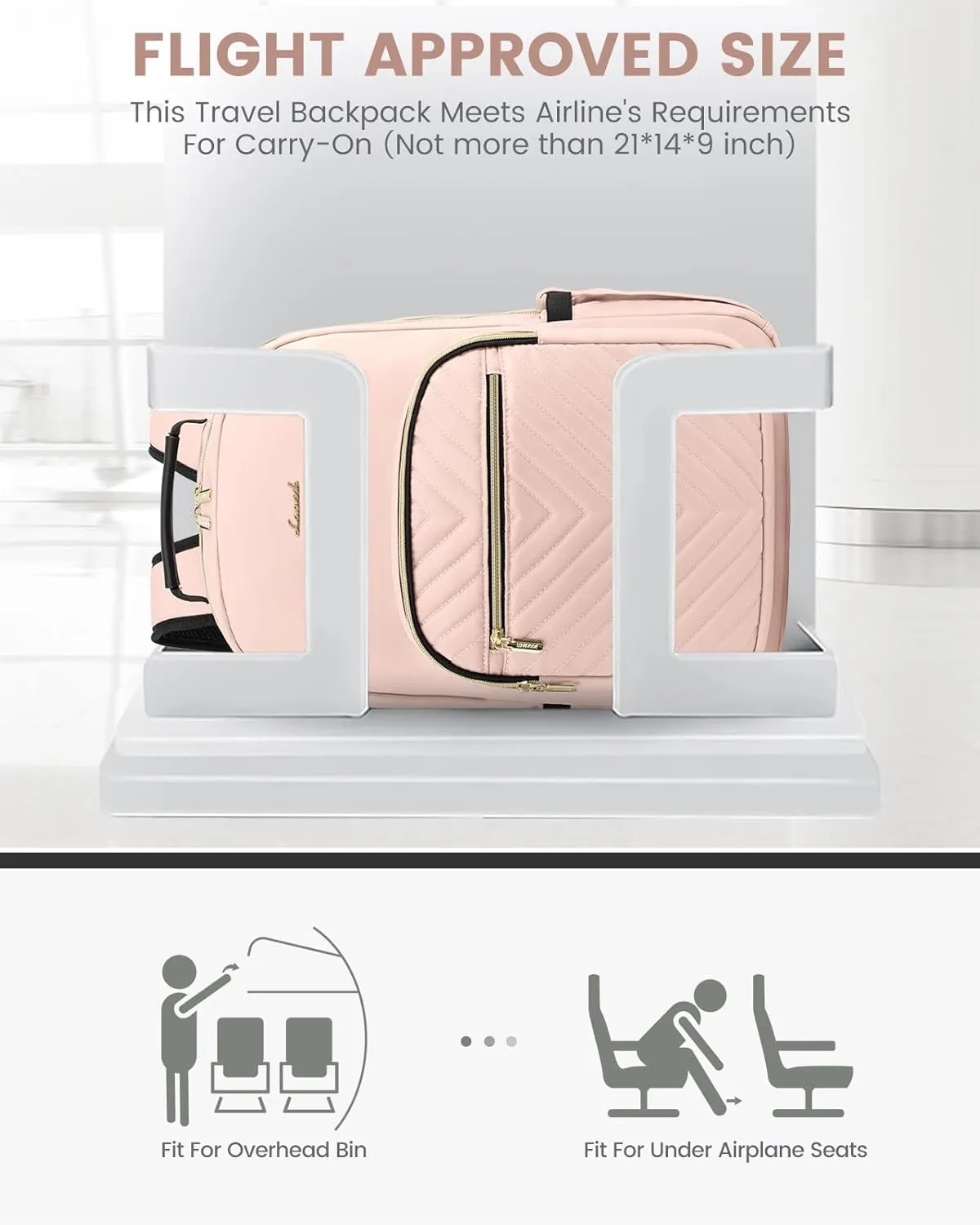 LOVEVOOK Laptop Backpack Purse for Women, Large Capacity Travel Business Computer Work Bag, Quilted Casual Nurse Backpack for Womens, Fit 15.6 Inch Laptop with USB Port, Nude